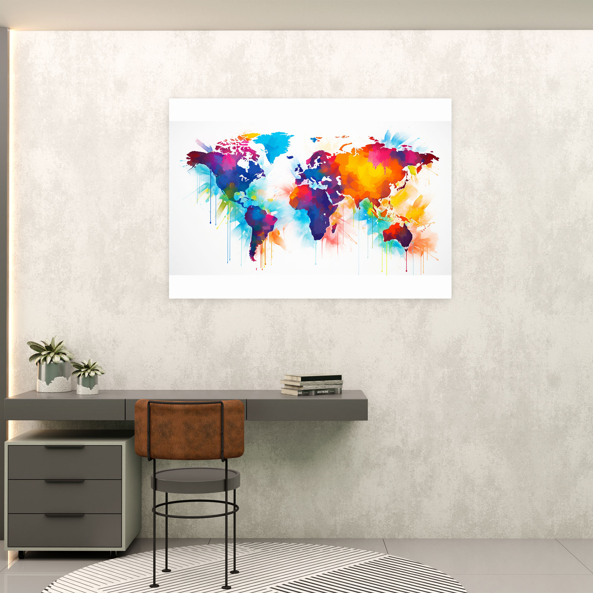 Abstract World Map Canvas Print - World Map, Abstract, Canvas, Home Decoration