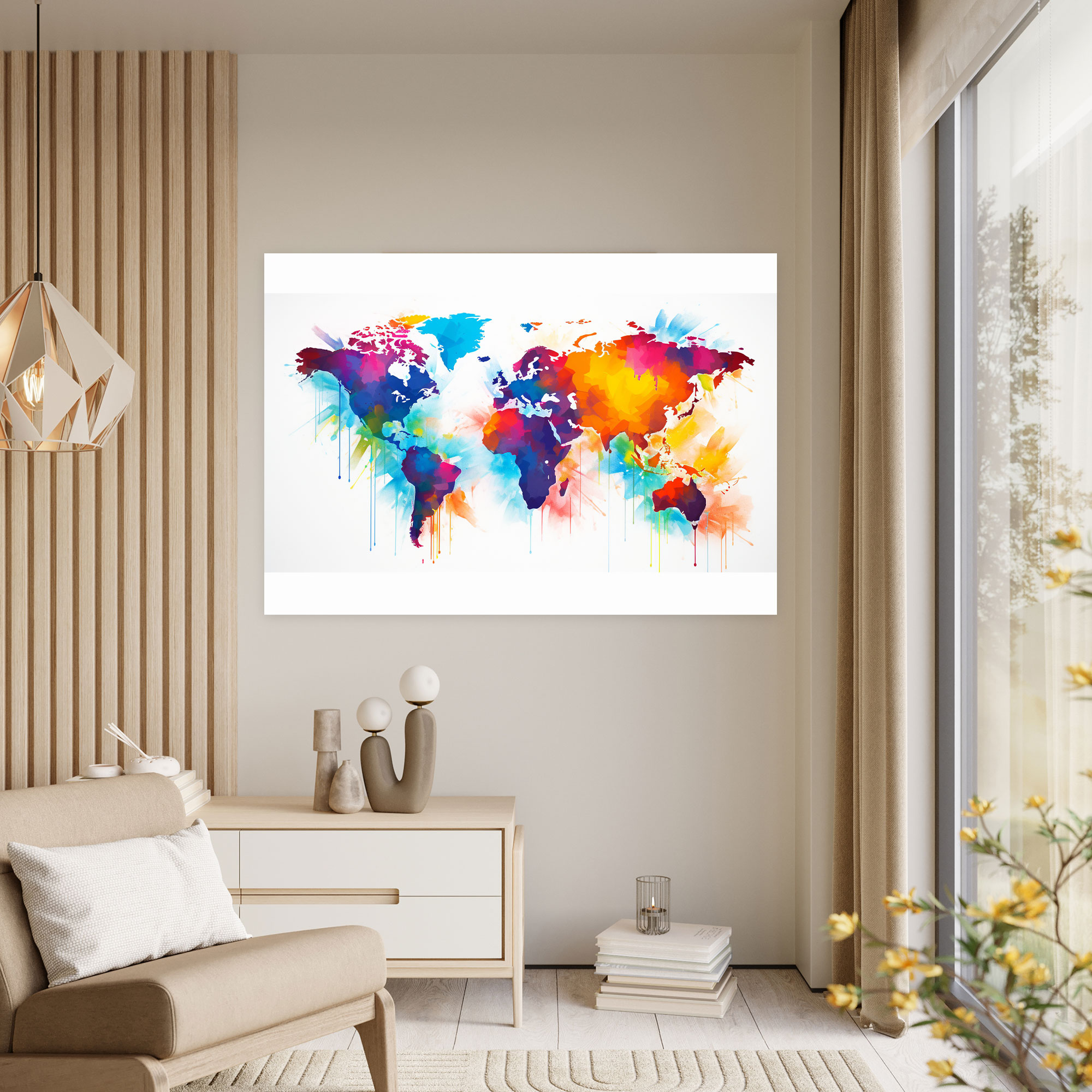 Abstract World Map Canvas Print - World Map, Abstract, Canvas, Home Decoration