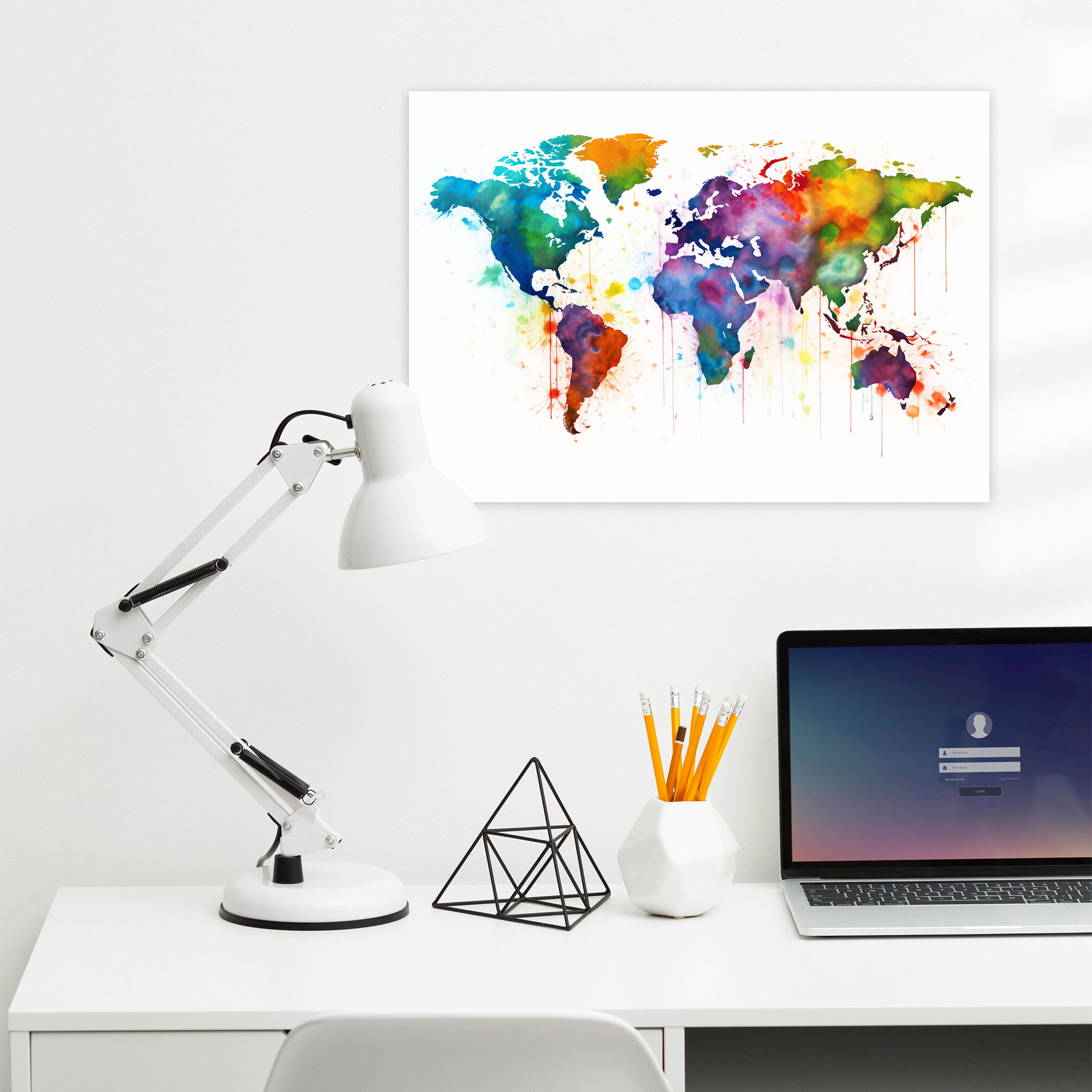 Splatter World Map Wall Art - World Map, Playful, Wall Decoration, Wall Art