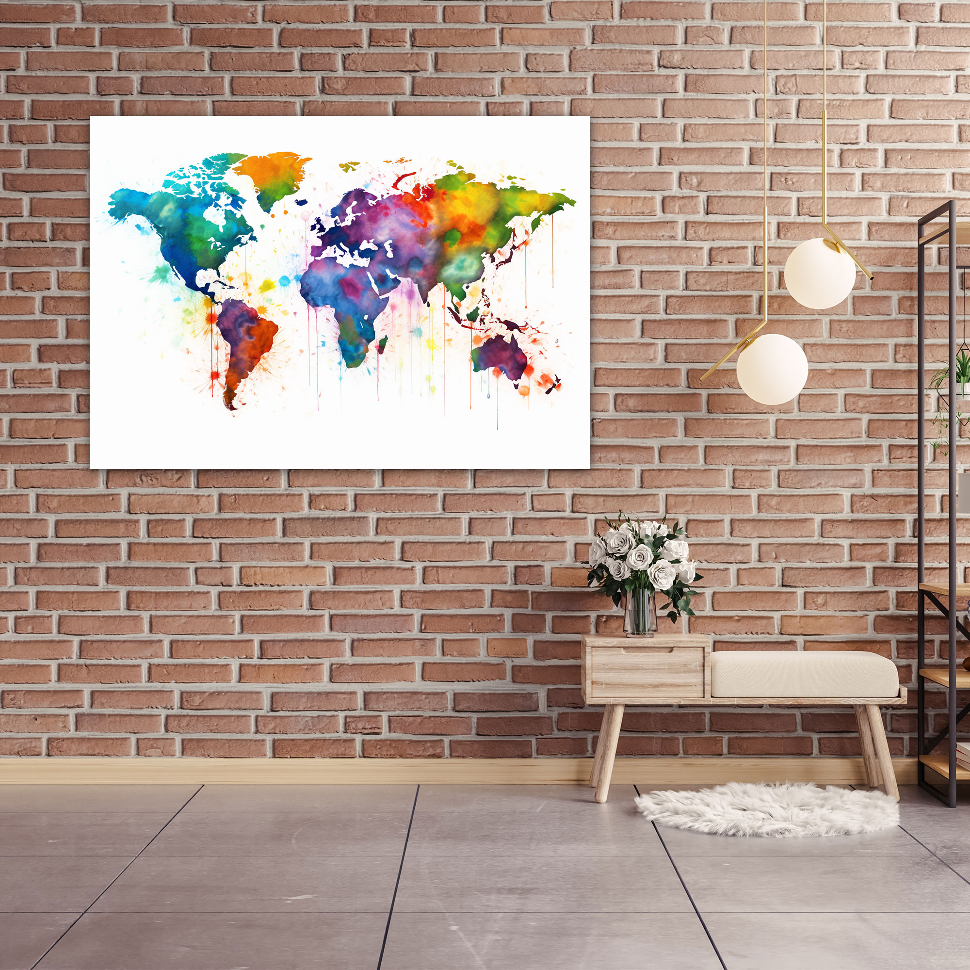 Splatter World Map Wall Art - World Map, Playful, Wall Decoration, Wall Art
