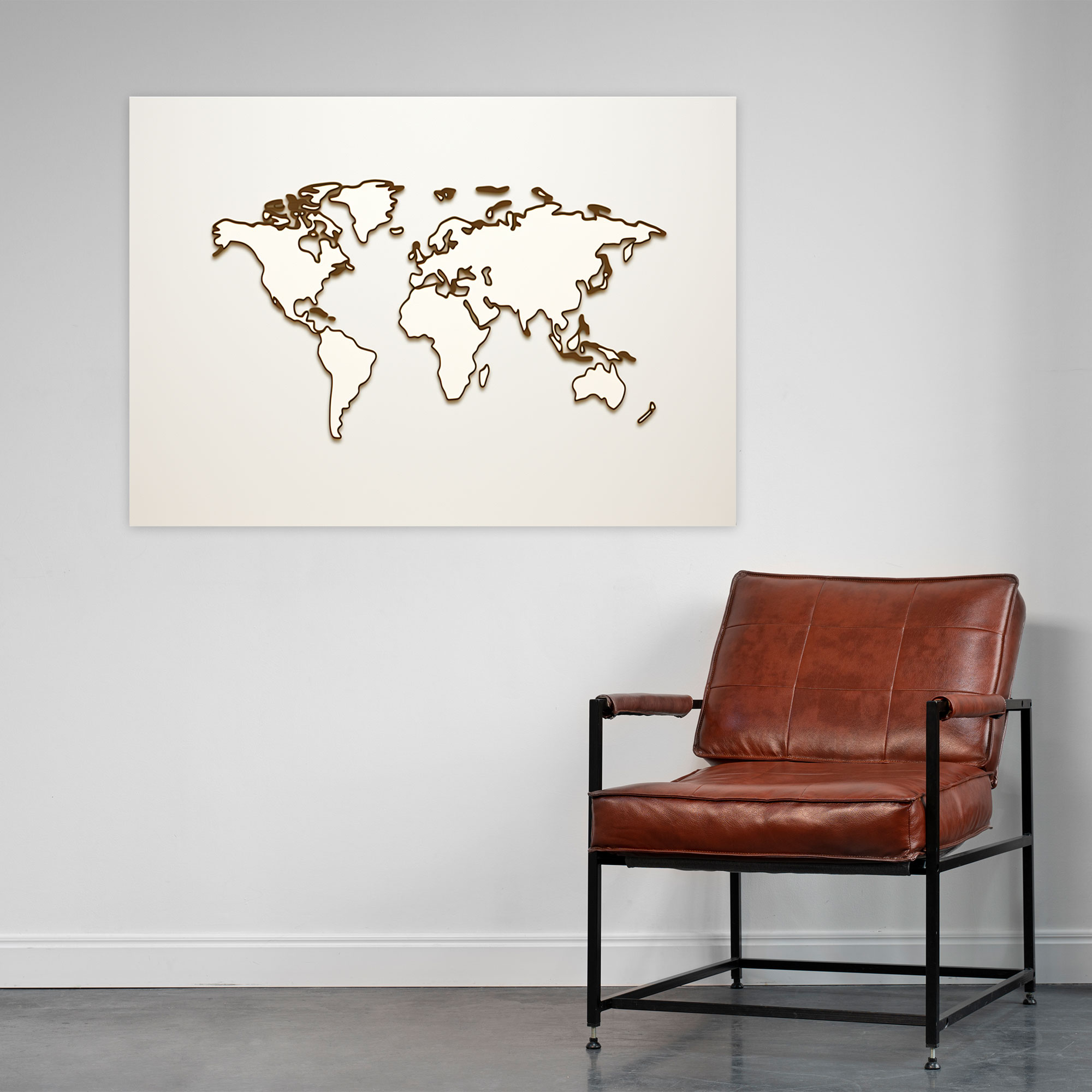 Minimalist World Map Wall Art - World Map, Sleek, Minimalist Line Drawing, Clean Lines