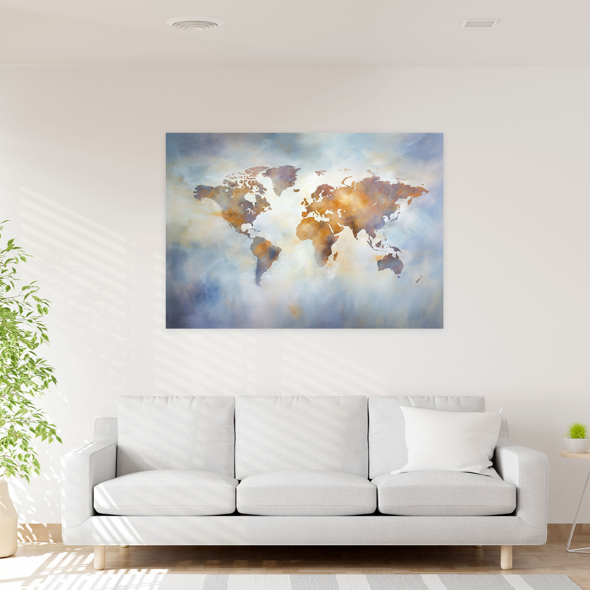 Weltkarte im impressionistischen Stil Leinwandbild - Weltkarte Gelassenheit verträumte Pinselstriche