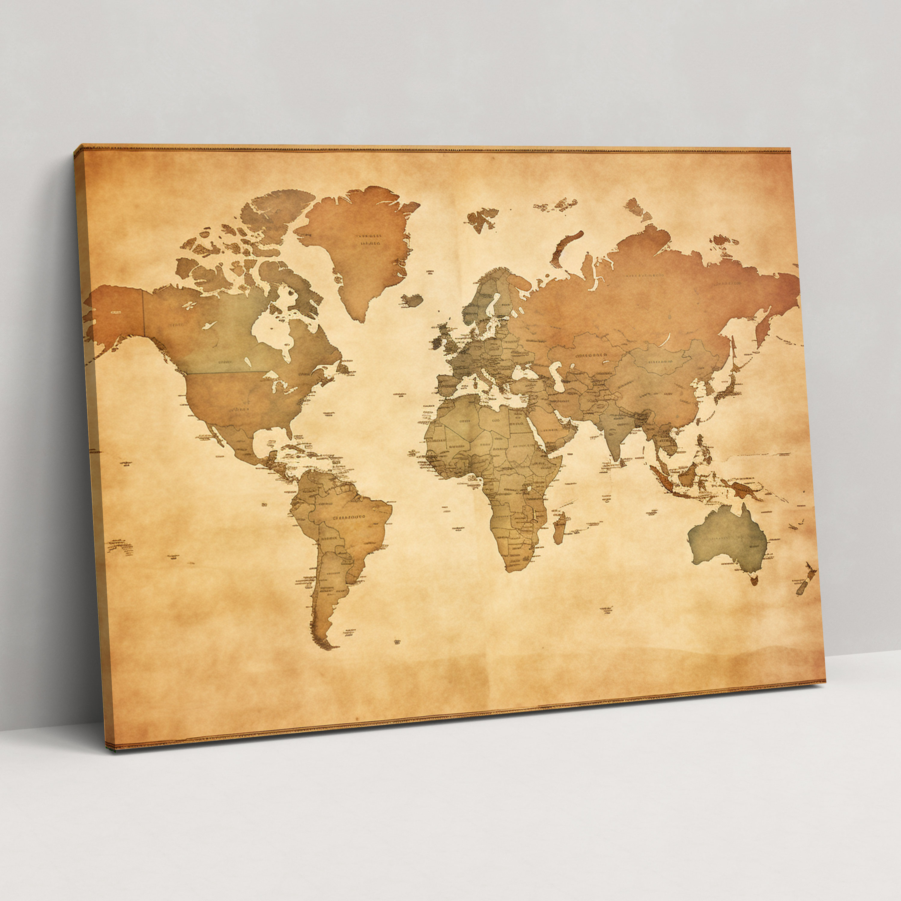 World Map Canvas Print - World Map, Canvas Wall Art, Vintage, World Map
