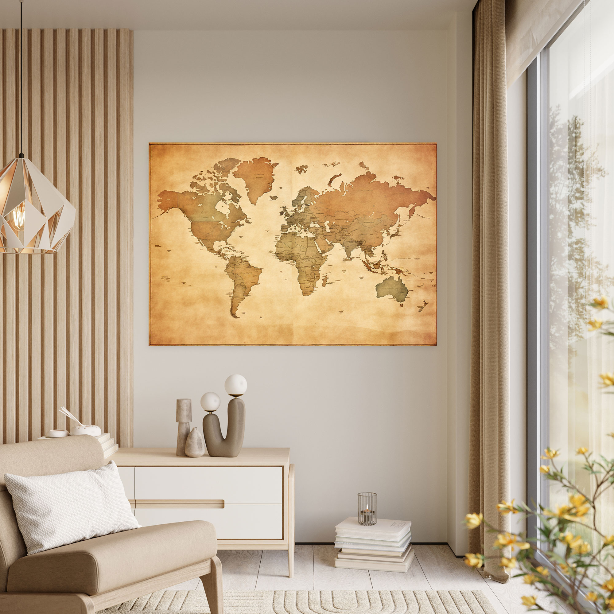 World Map Canvas Print - World Map, Canvas Wall Art, Vintage, World Map