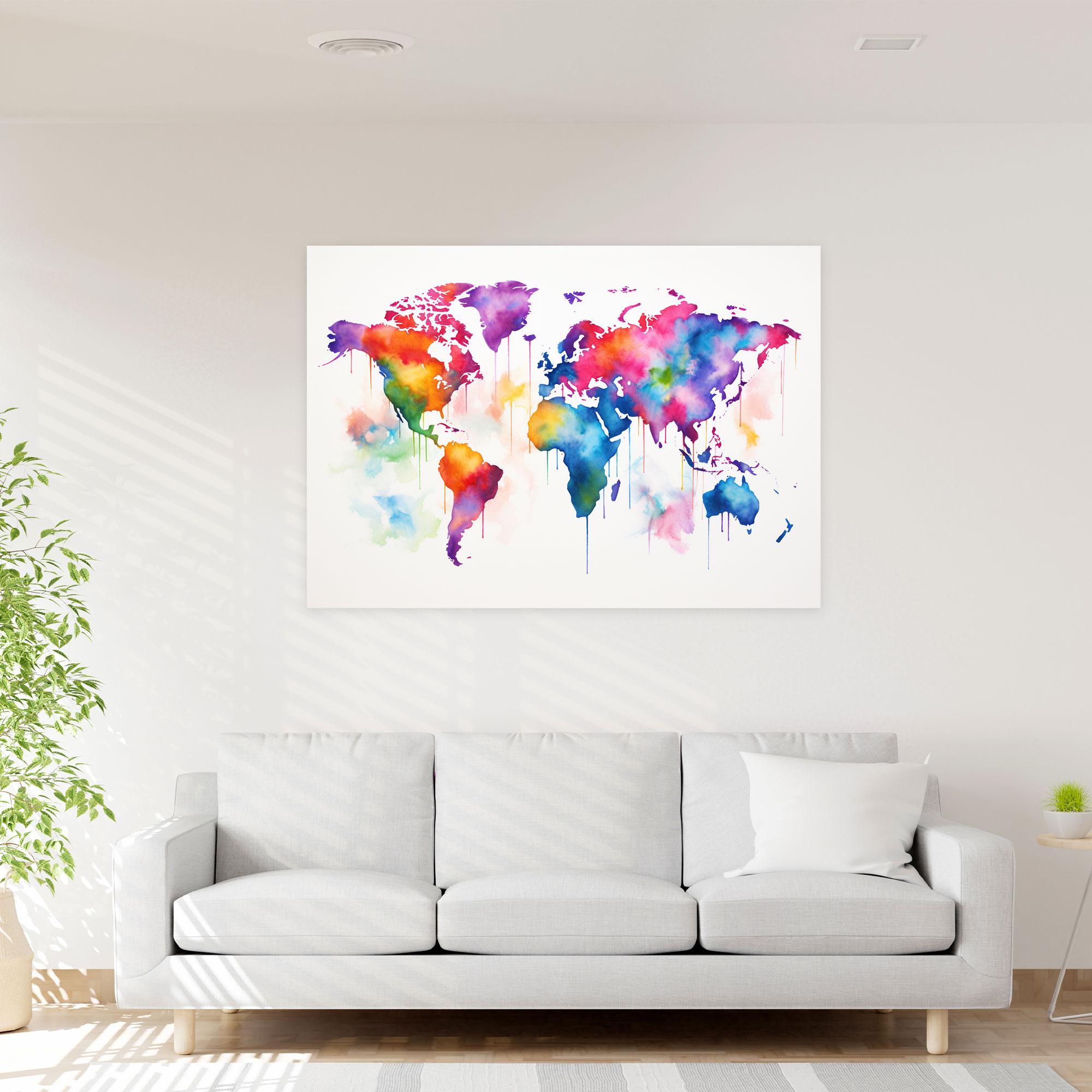Contemporary Watercolor World Map Wall Art - World Map, World Map, Contemporary, Vibrant Colors