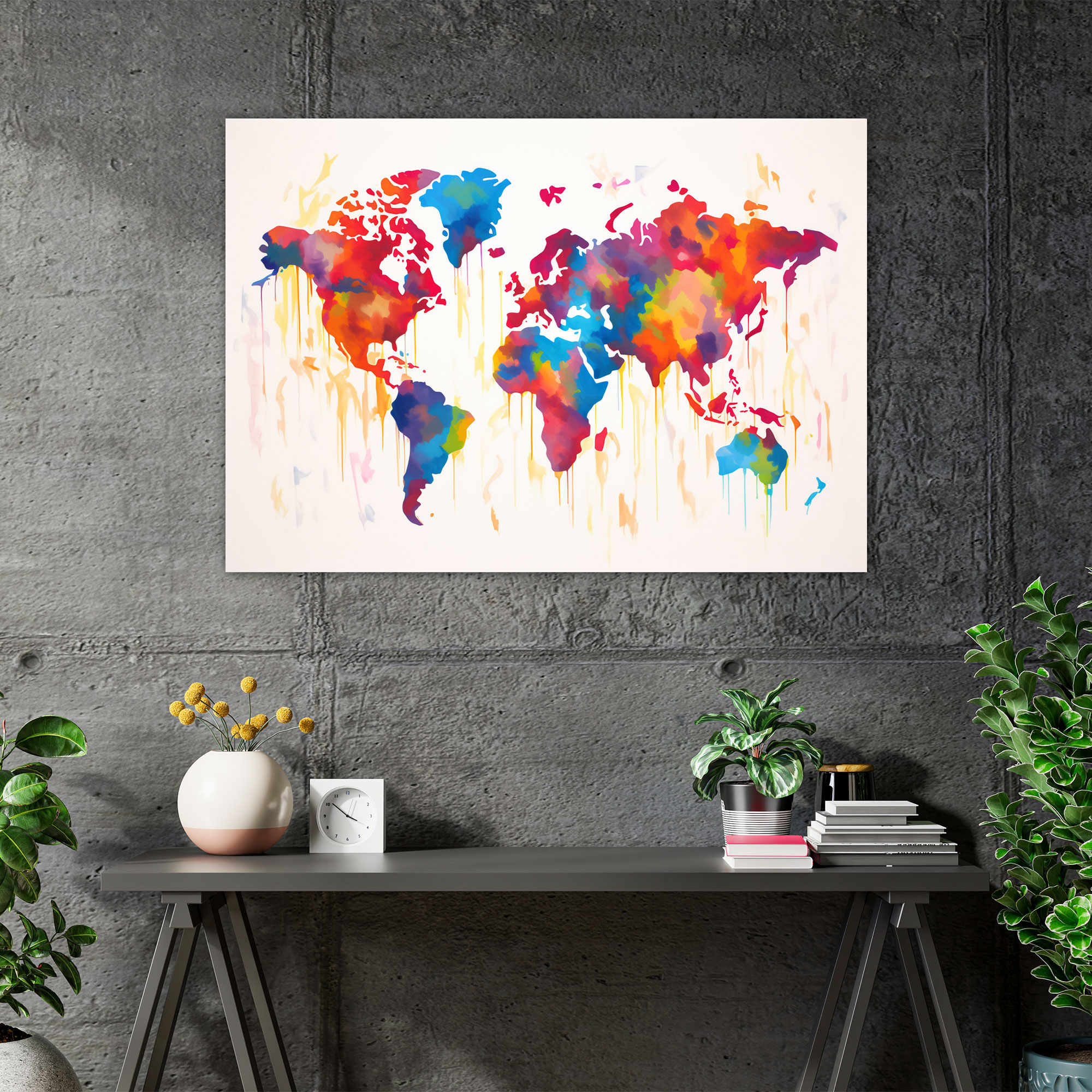 World Map Wall Art - World Map, Canvas Wall Art, Modern Decor, Canvas