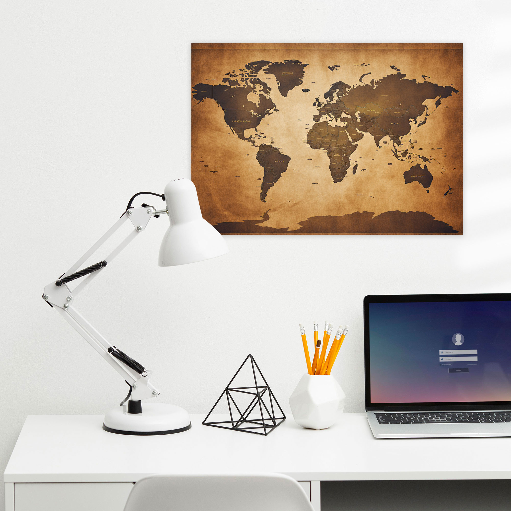 Vintage World Map Canvas Print - World Map, Wall Art, Aged Parchment, Nostalgic Art