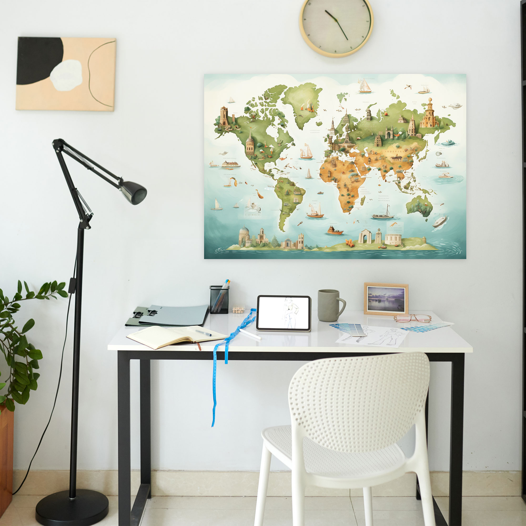 Travel Inspired World Map Wall Art - World Map, Handwritten Notes, Home Decoration, World Map