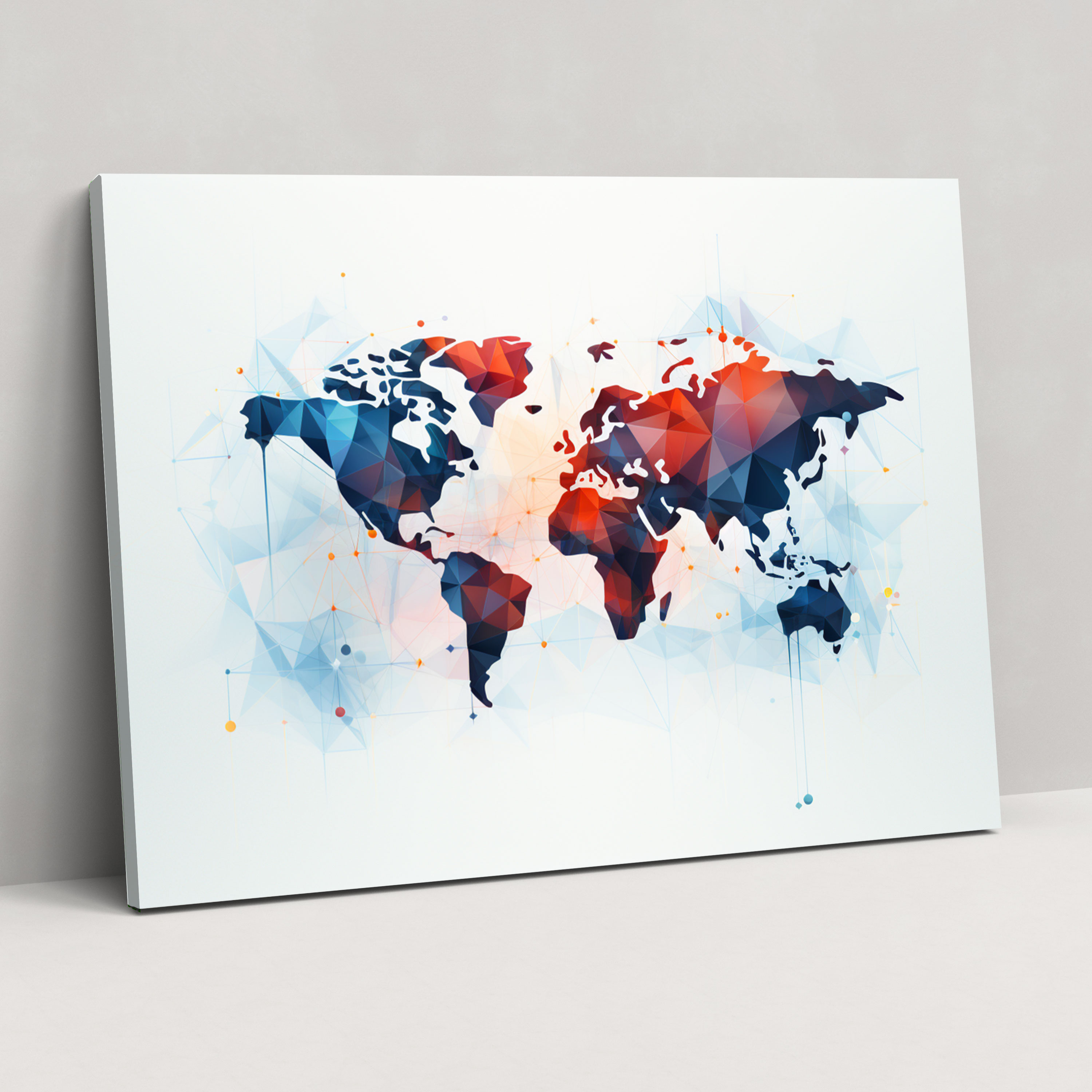 Weltkarte Leinwandbild - Weltkarte Geometrische Karte Wandkunst