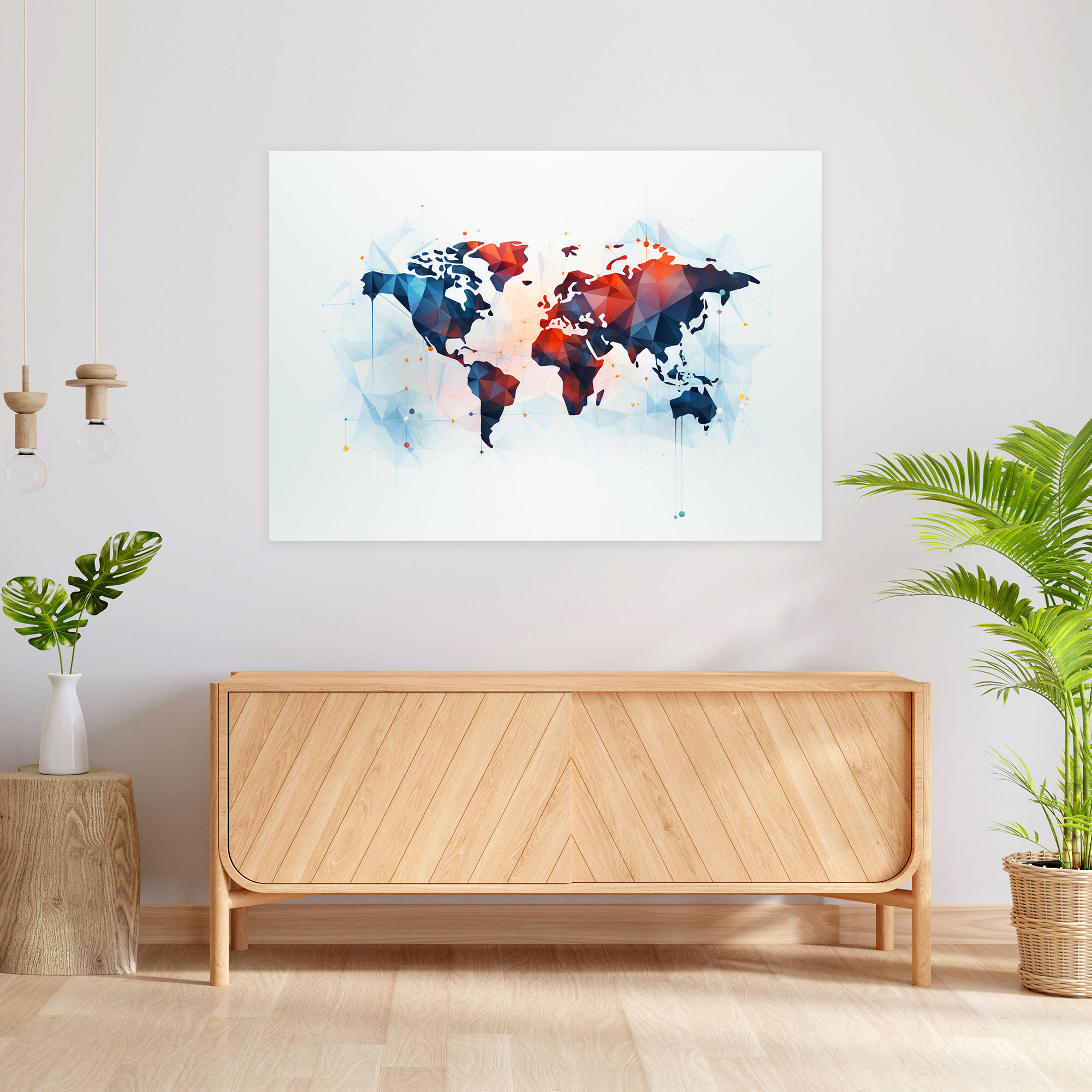 Weltkarte Leinwandbild - Weltkarte Geometrische Karte Wandkunst