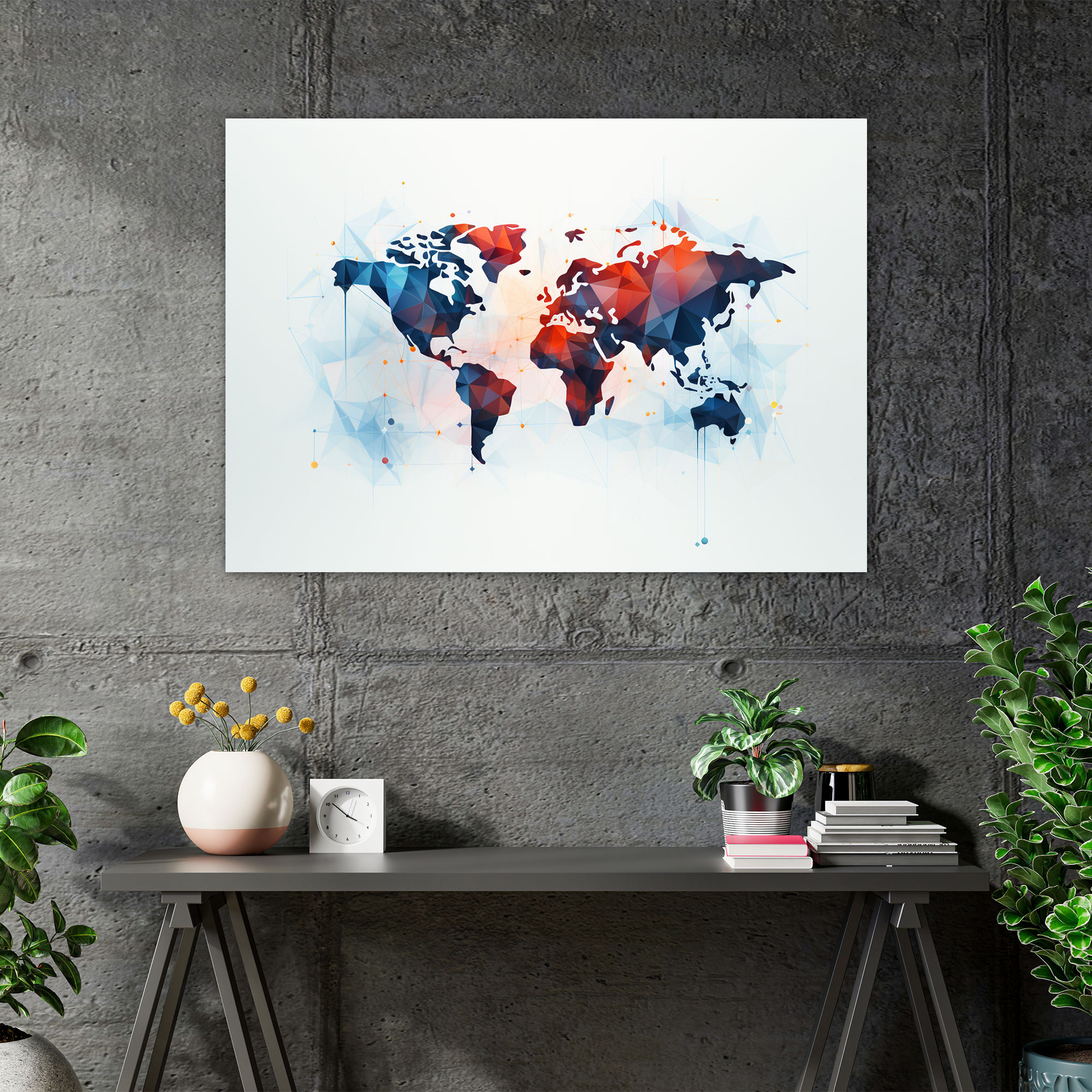 Weltkarte Leinwandbild - Weltkarte Geometrische Karte Wandkunst