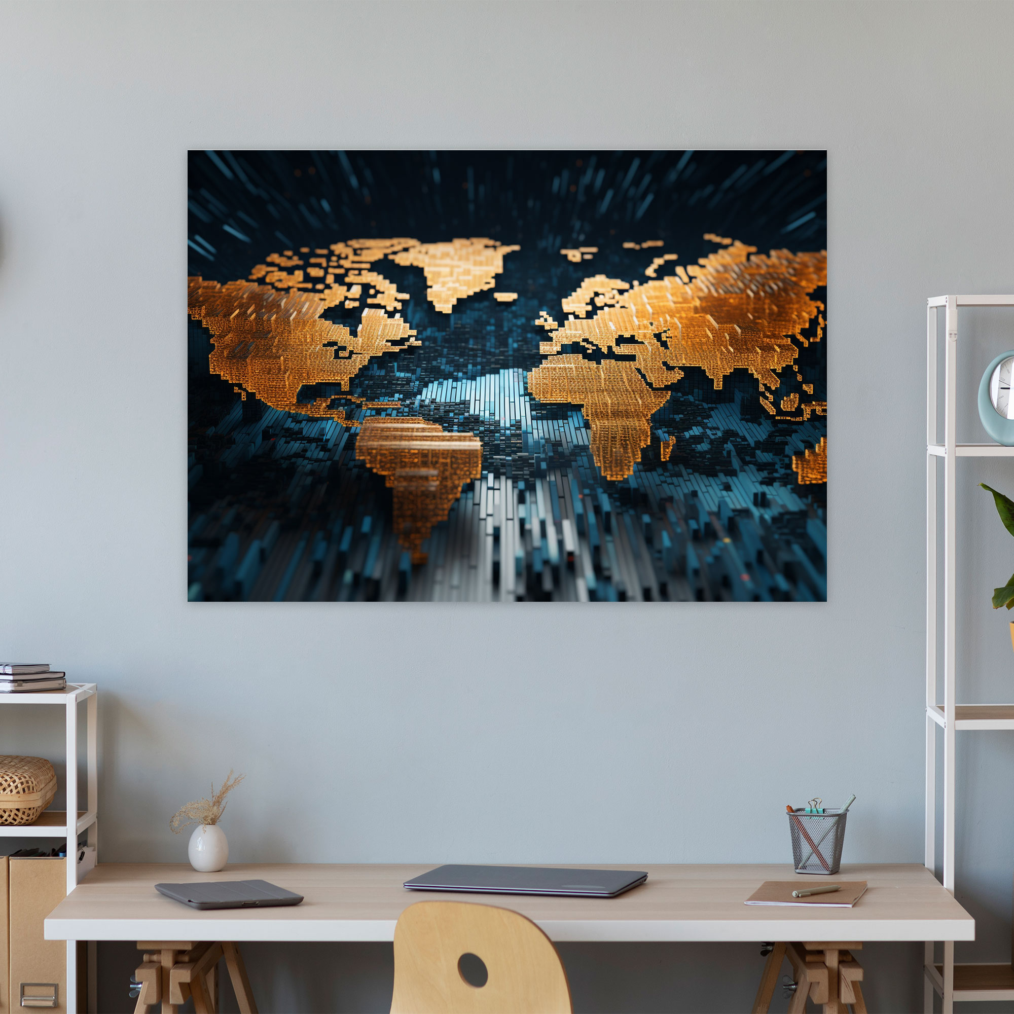 World Map Wall Art - World Map, World Map, Digital Artwork, 3D Mosaic