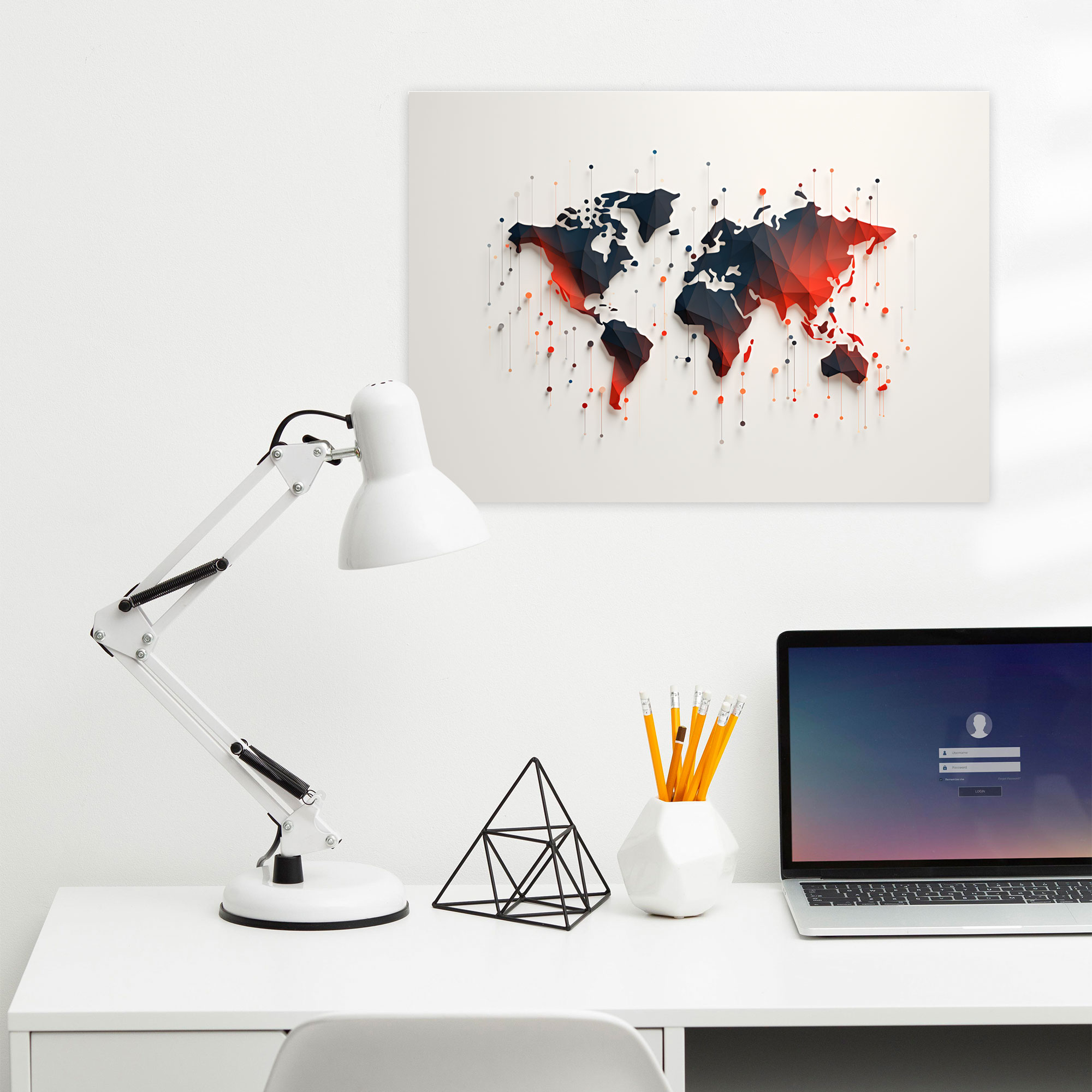 Minimalist World Map Wall Art - World Map, Canvas Wall Art, Shapes, Simple Lines