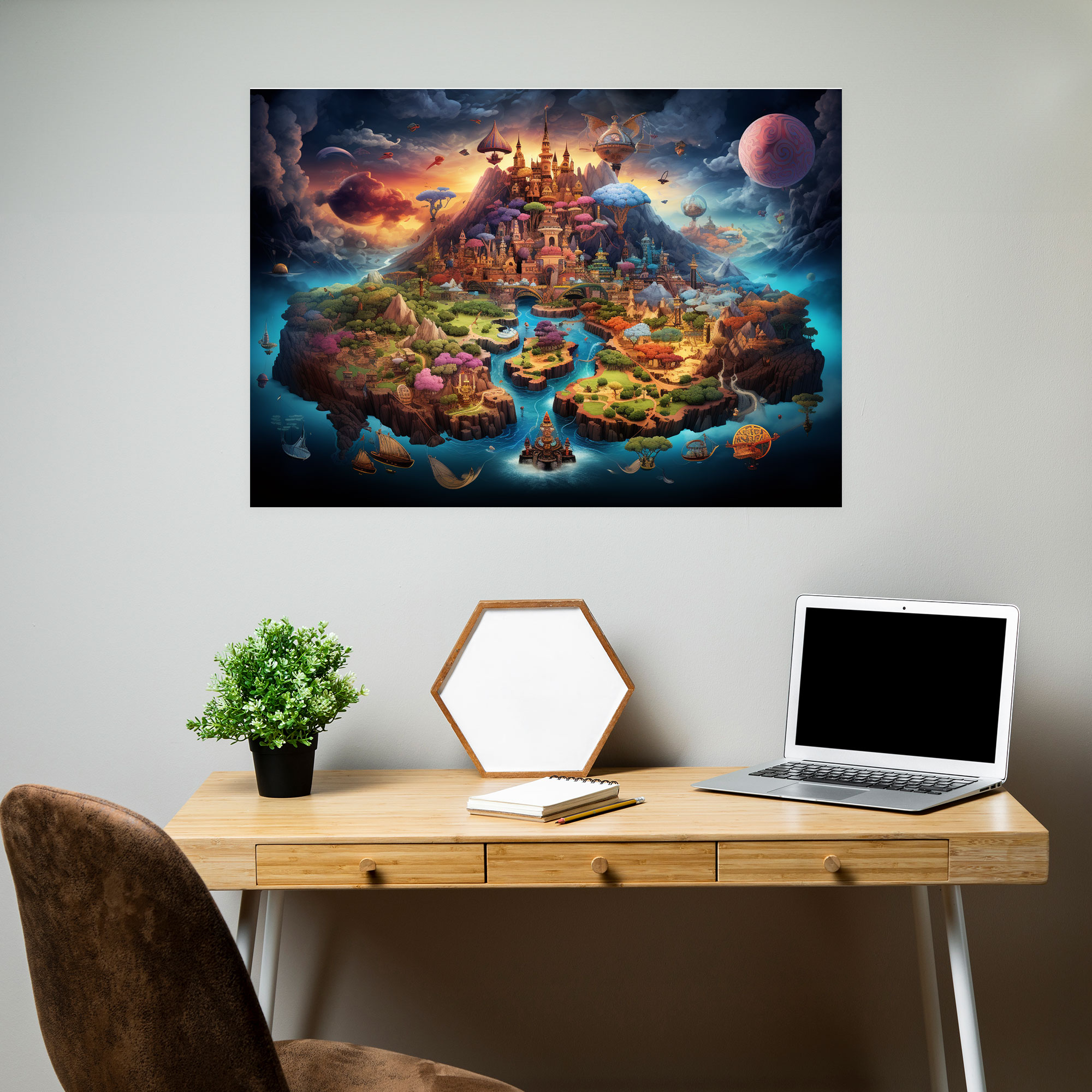 Whimsical World Map Canvas Print - World Map, Wall Art, Canvas, Home Decoration