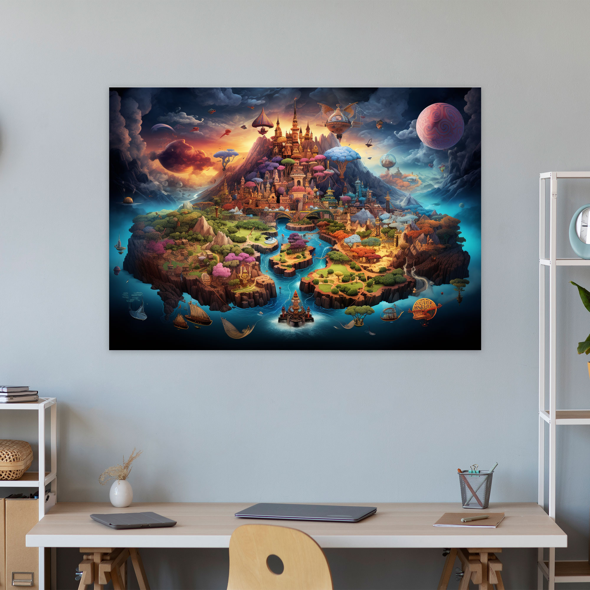 Whimsical World Map Canvas Print - World Map, Wall Art, Canvas, Home Decoration