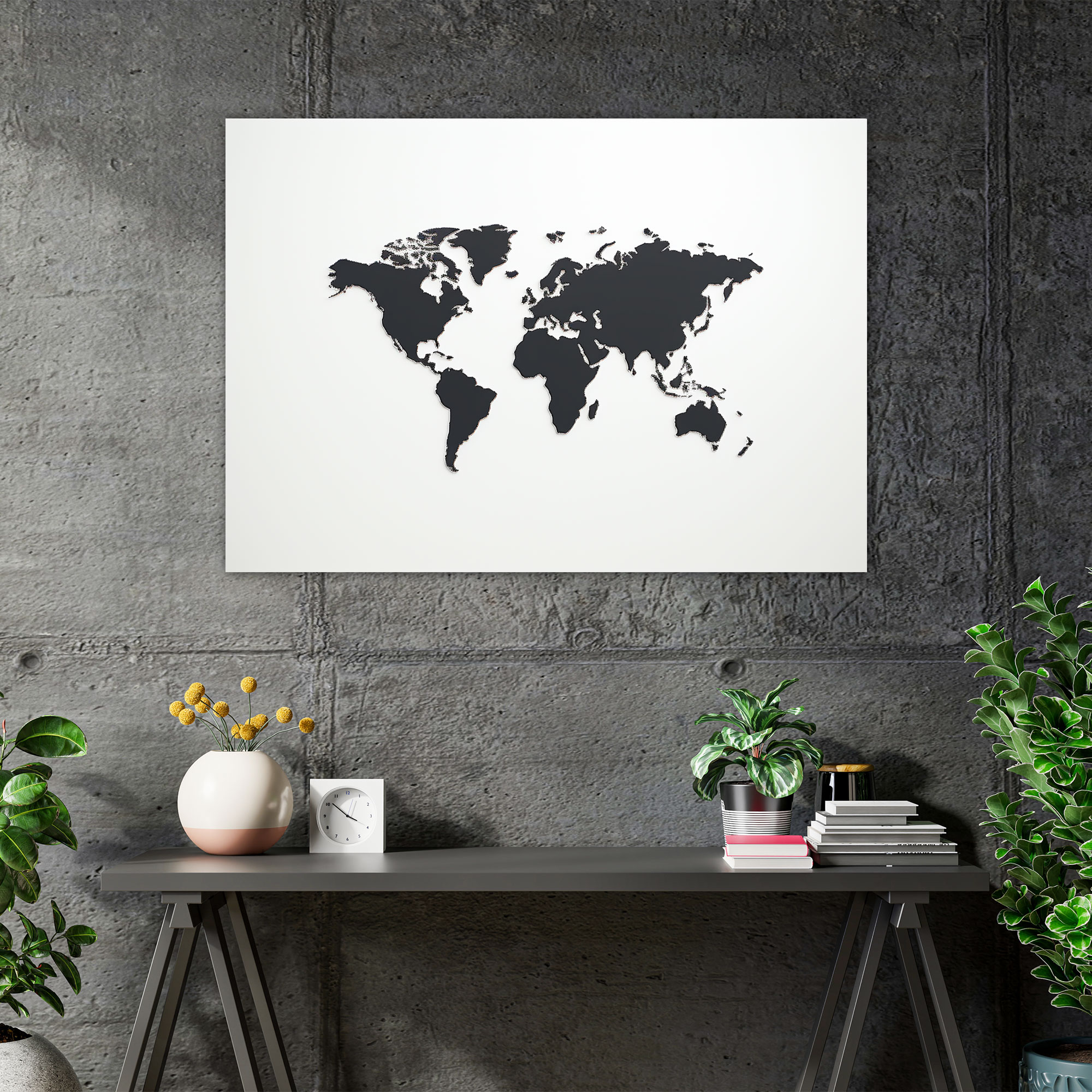 Minimalist World Map Wall Art - World Map, Landmarks, World Map, Simplified