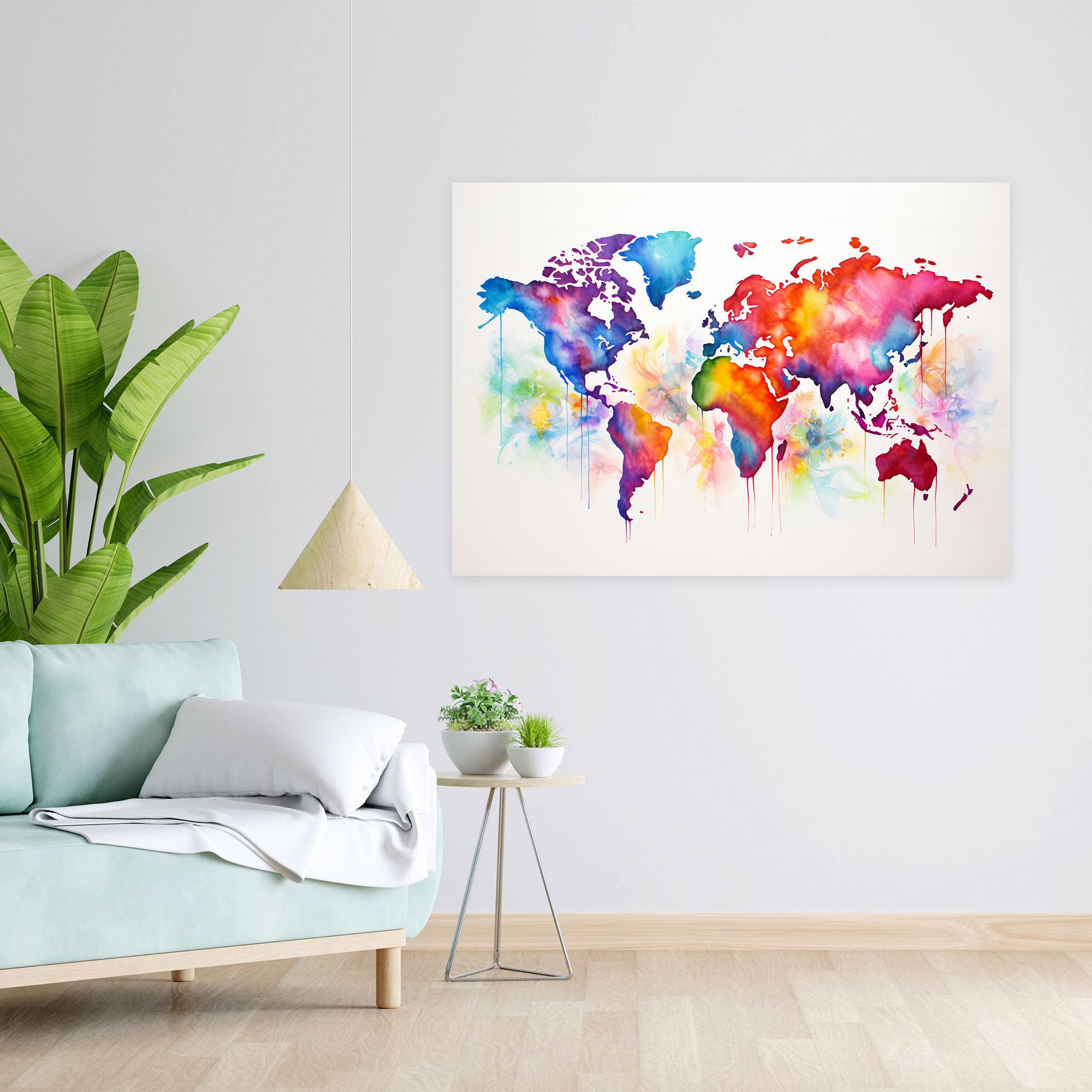 Watercolor World Map Canvas Print - World Map, Vibrant, Canvas, Watercolor Painting