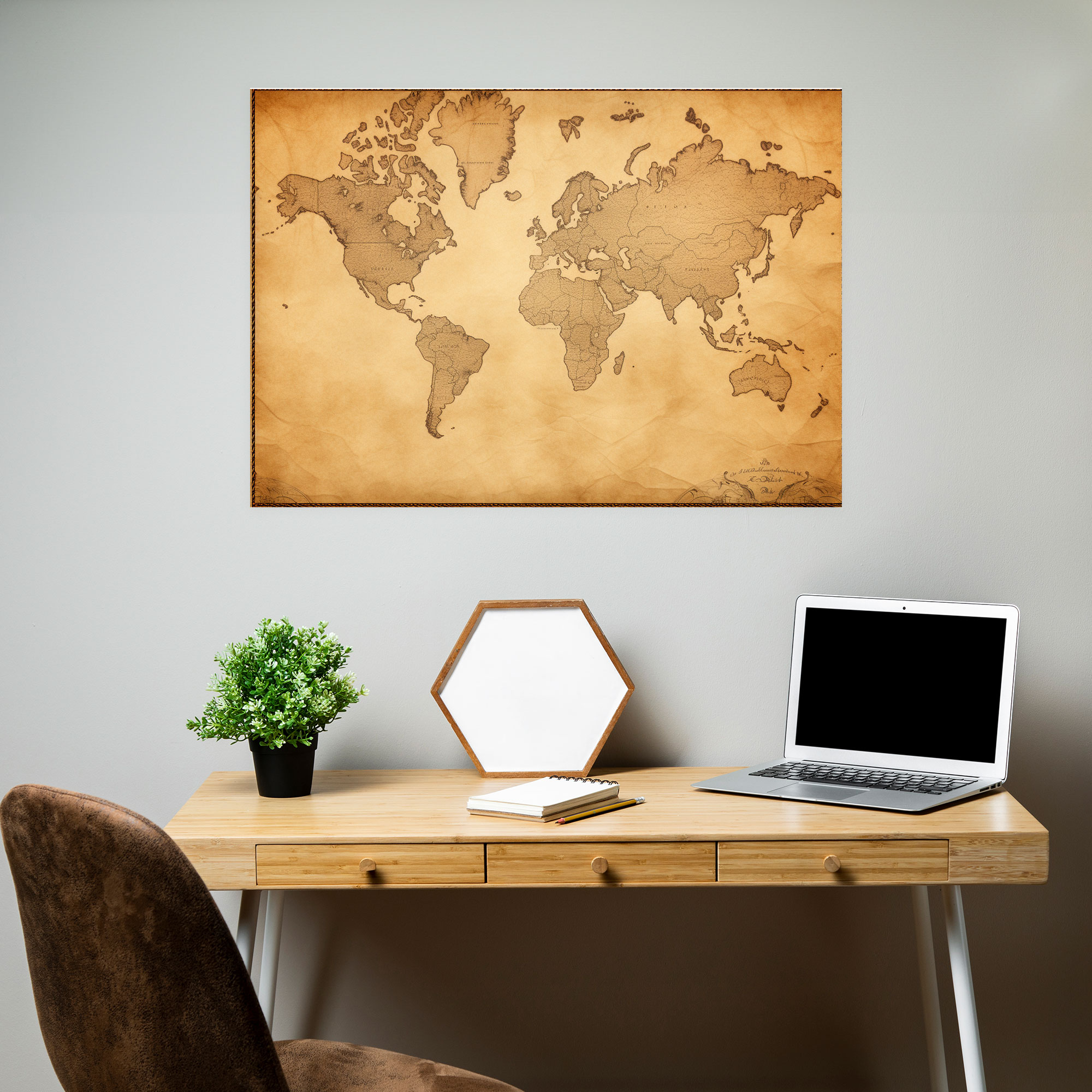 Vintage World Map Canvas Print - World Map, Canvas Print, Wall Art, Antique Map
