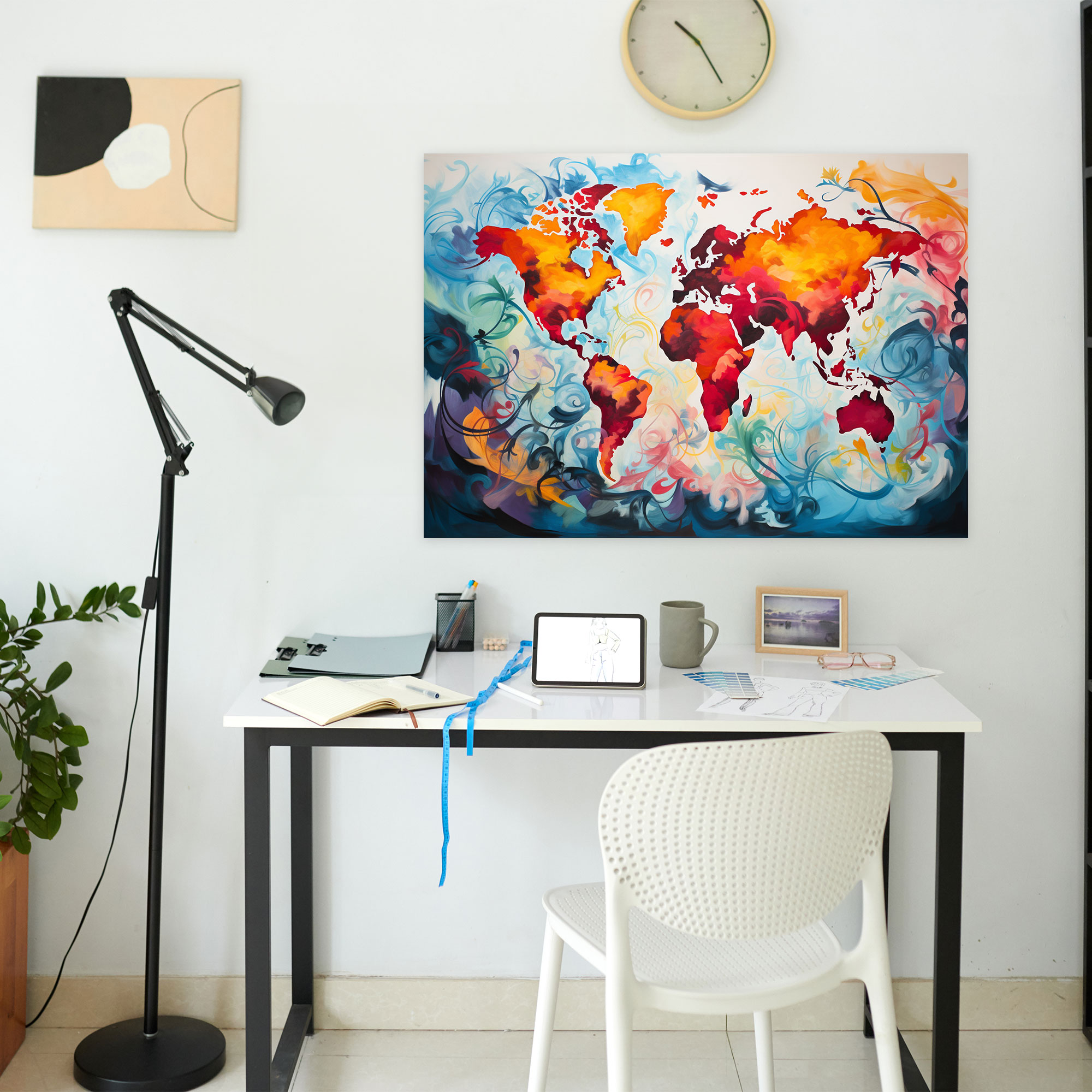 Abstract World Map Wall Art - World Map, Abstract Art, Canvas Print, Wall Decoration