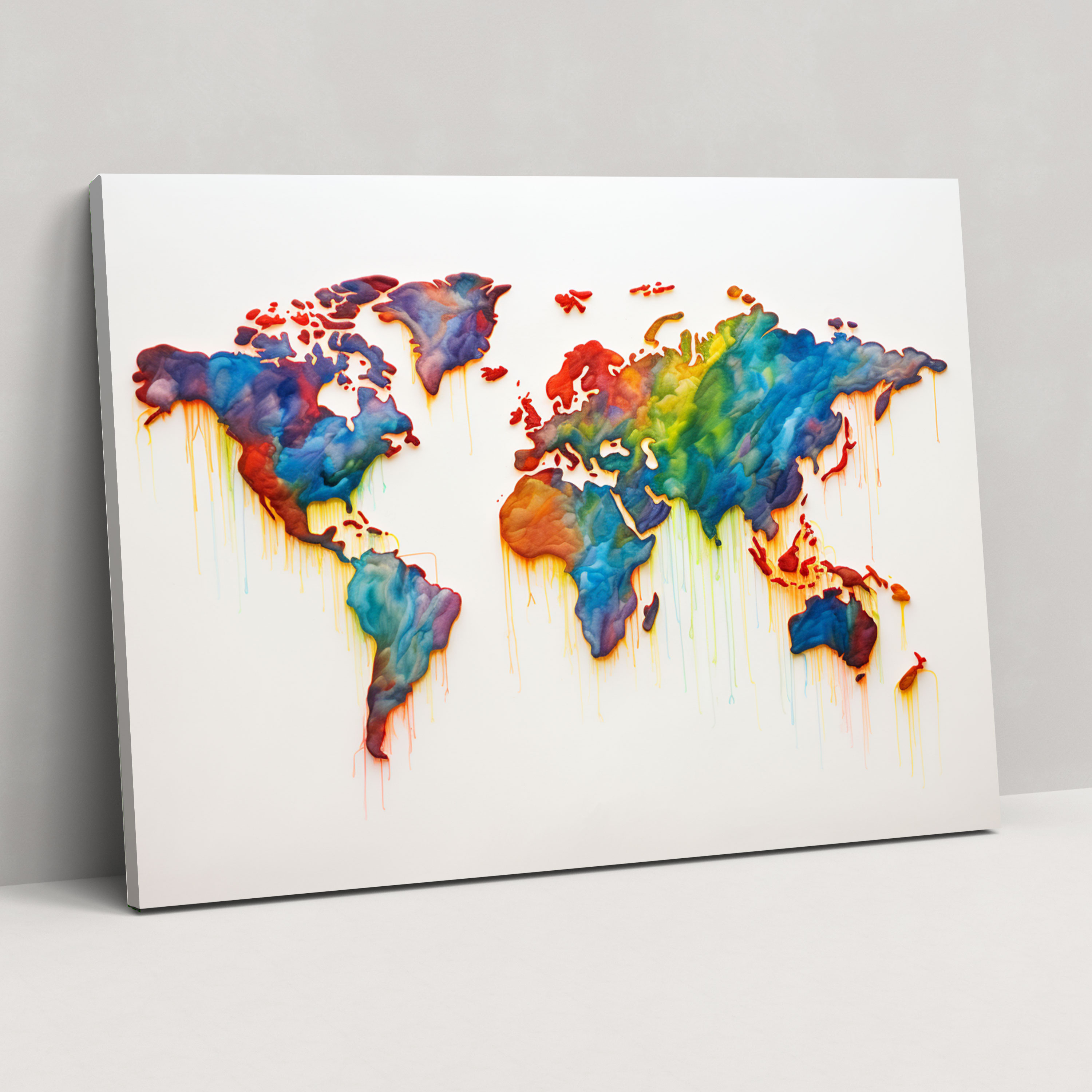 Watercolor World Map Canvas Print - World Map, World Map, Colorful Strokes, Nature-Inspired