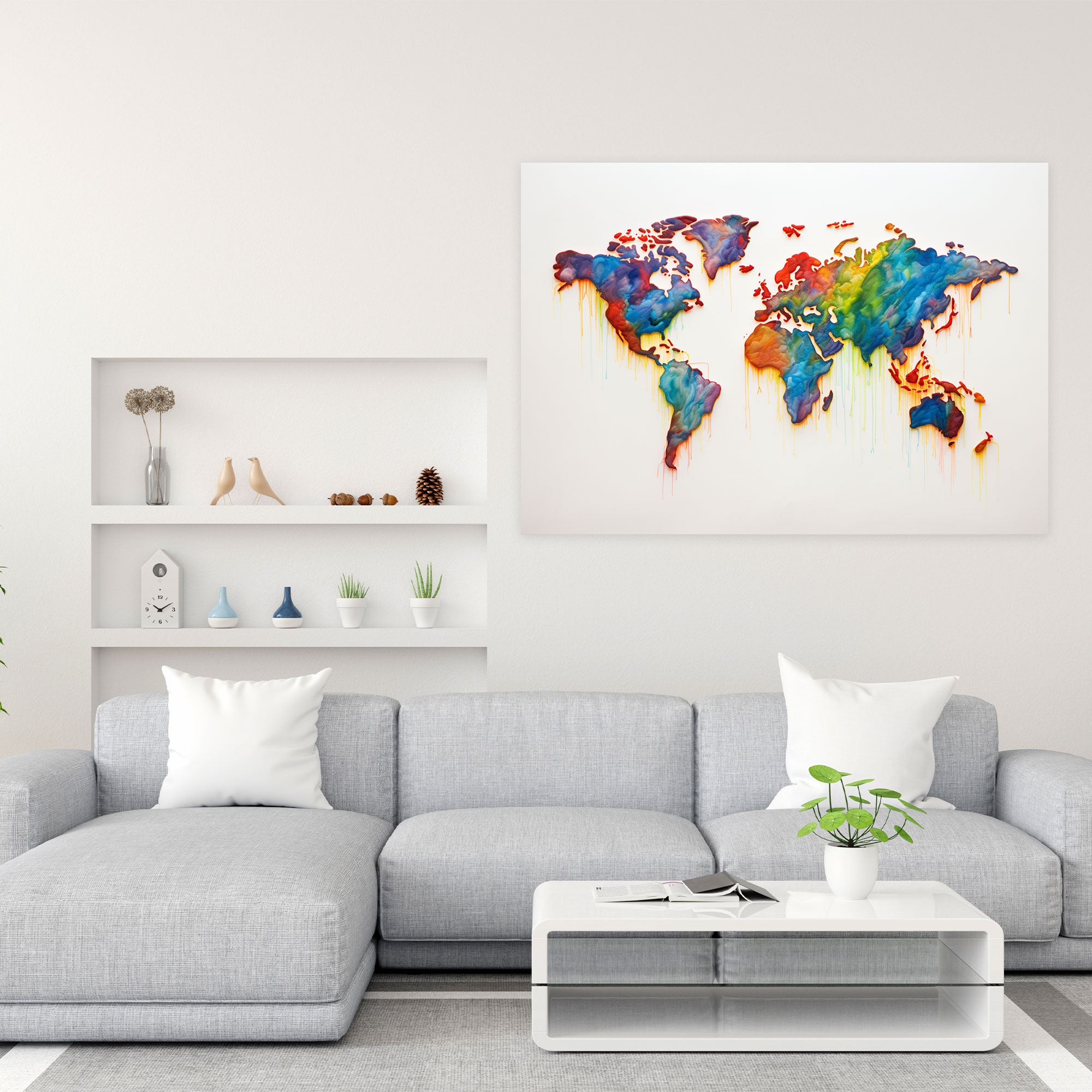 Watercolor World Map Canvas Print - World Map, World Map, Colorful Strokes, Nature-Inspired