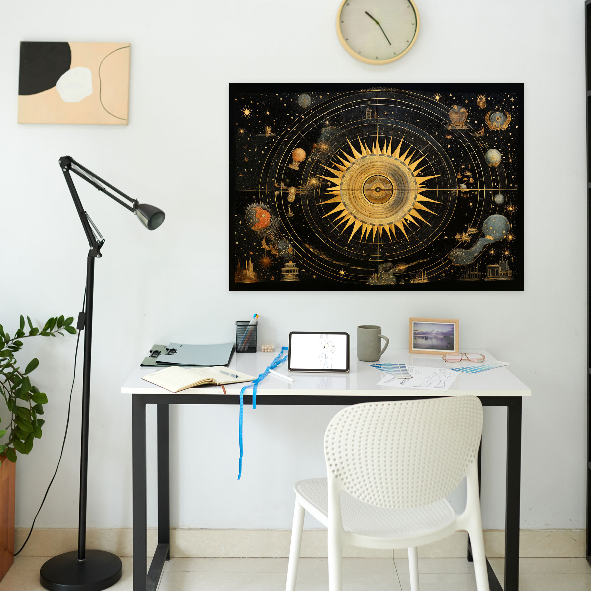 Celestial World Map Canvas Print - World Map, Celestial Elements, Wall Decoration, Home Decoration