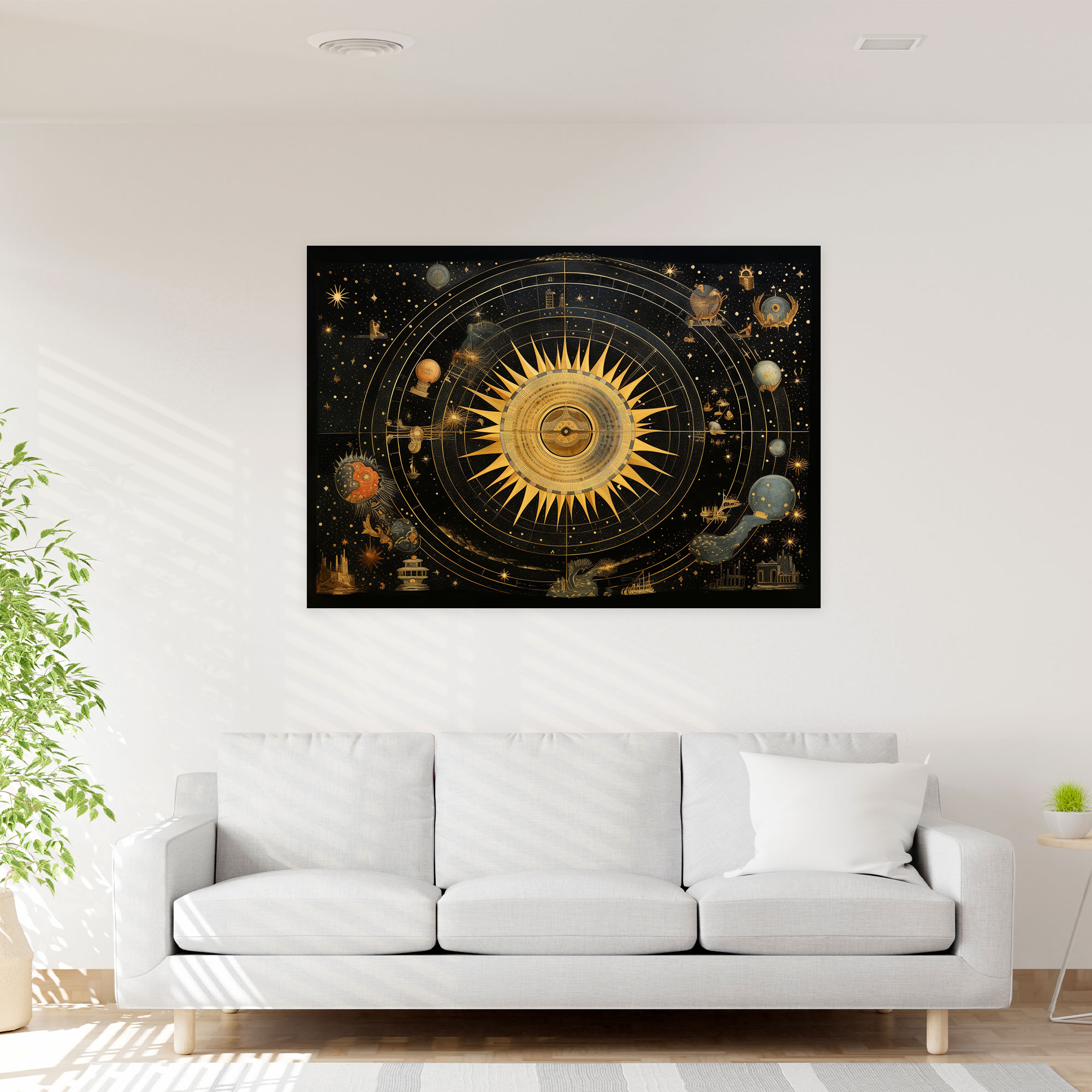 Celestial World Map Canvas Print - World Map, Celestial Elements, Wall Decoration, Home Decoration
