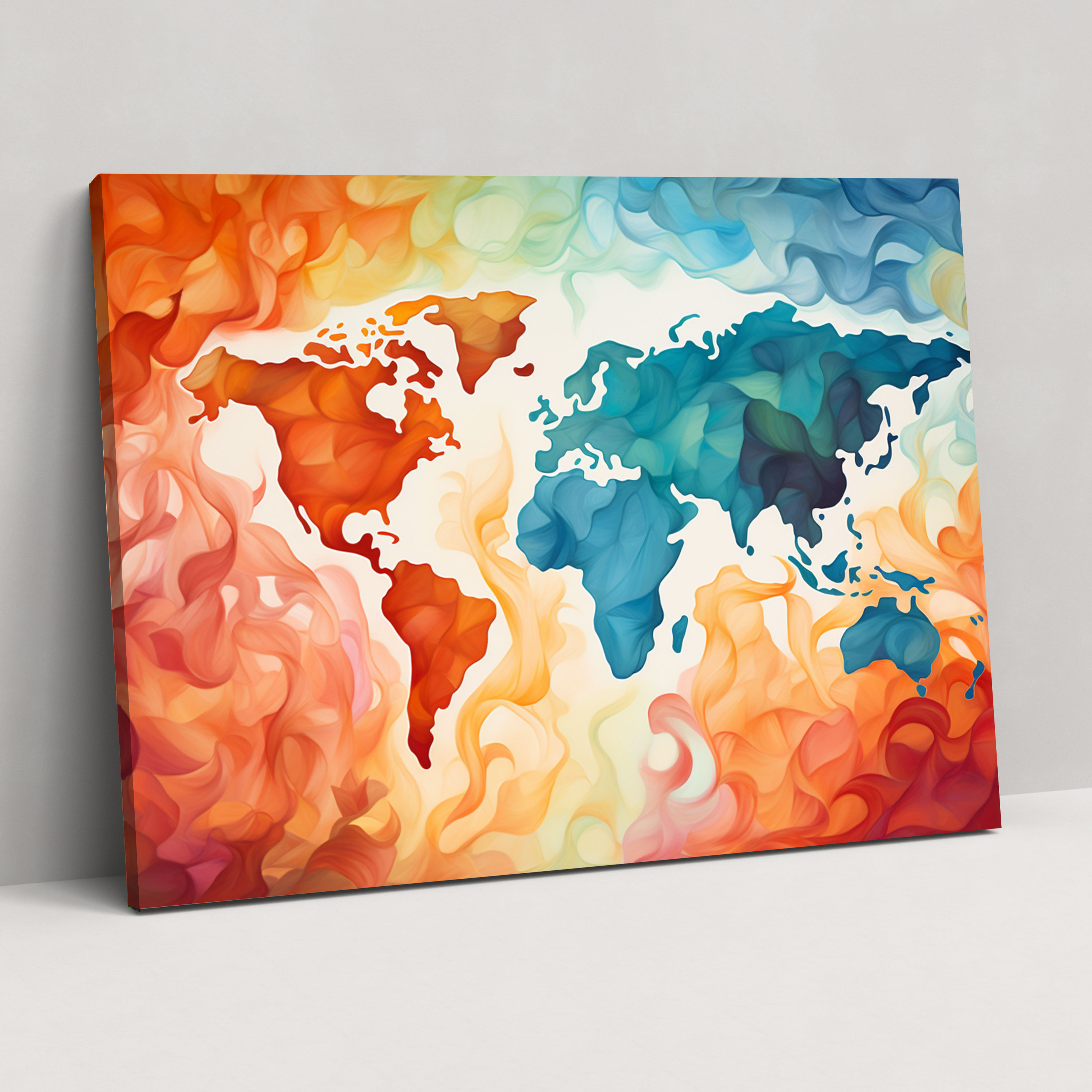 Abstract World Map Wall Art - World Map, Wall Art, Canvas Print, Canvas Wall Art