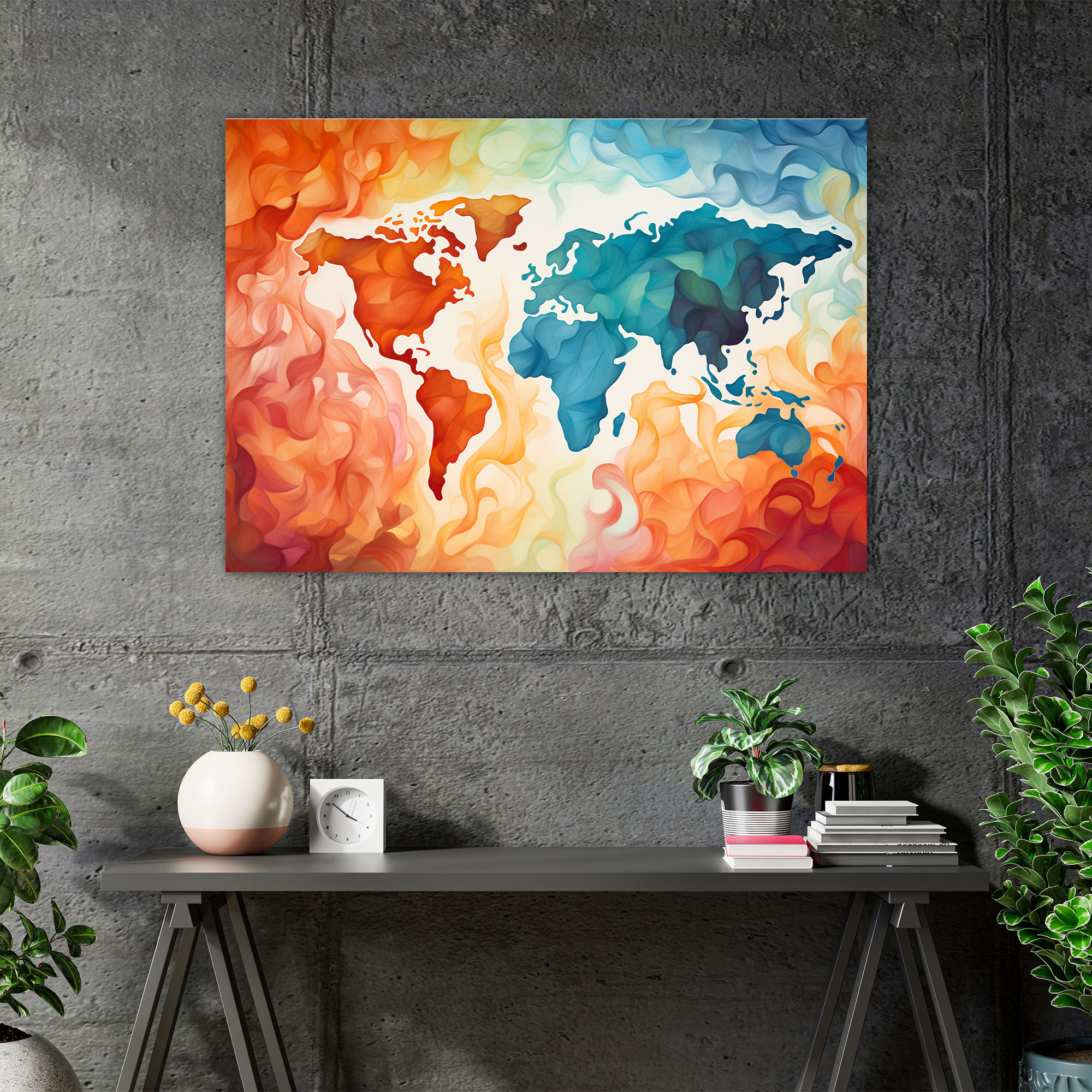 Abstract World Map Wall Art - World Map, Wall Art, Canvas Print, Canvas Wall Art