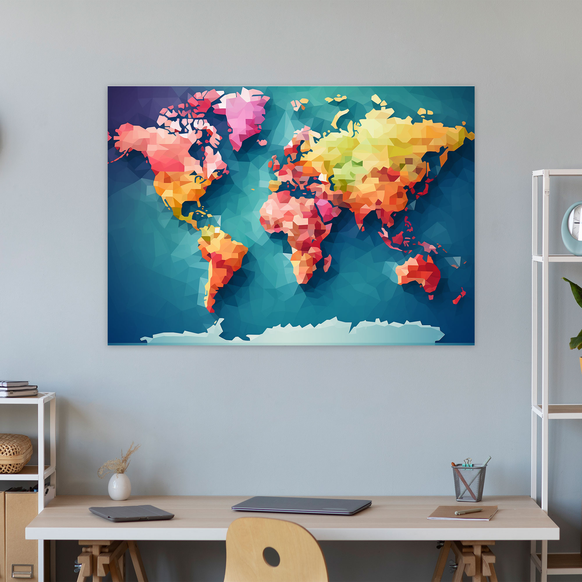 Pixel Art World Map Wall Decoration - World Map, Wall Art, Canvas Wall Art, Nostalgia