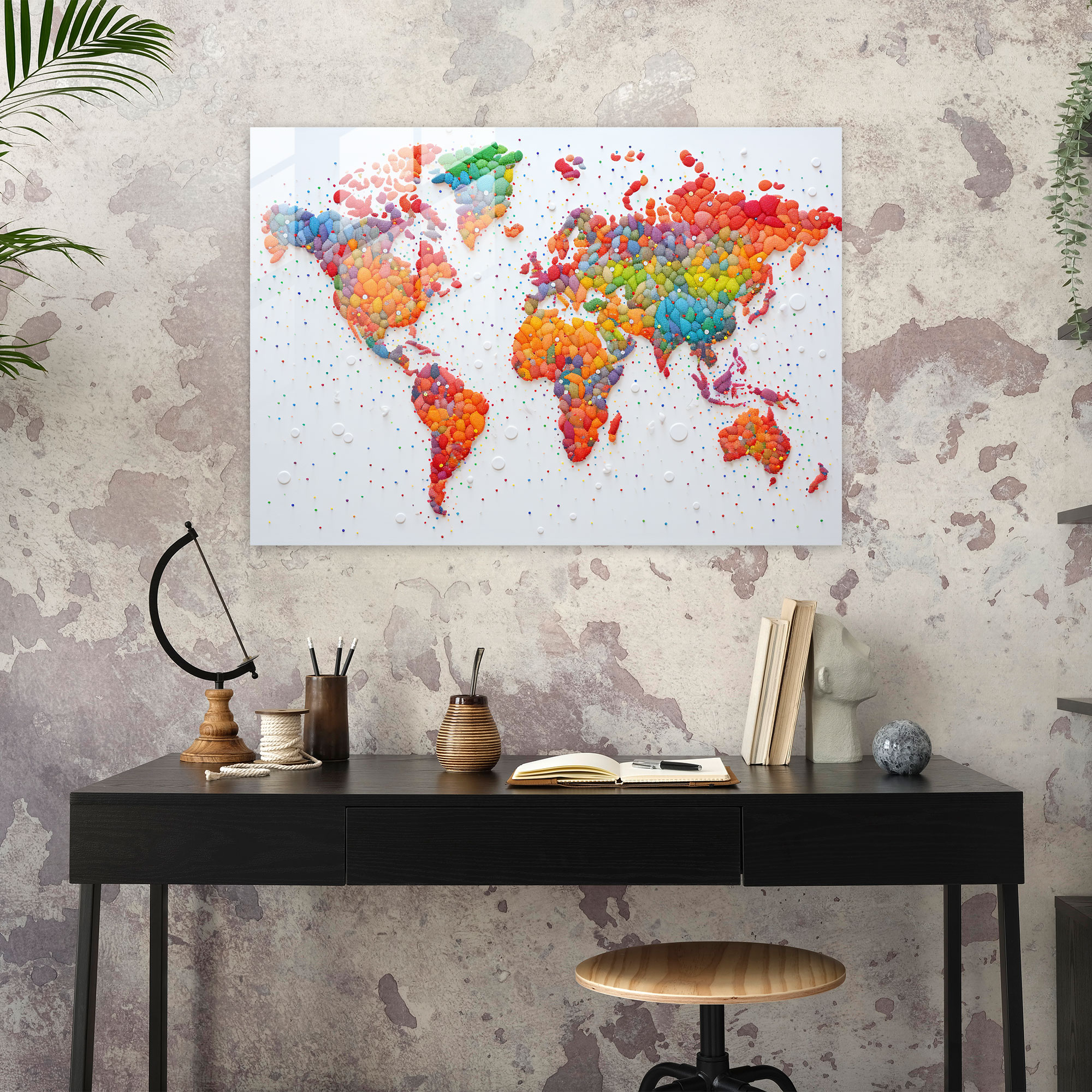 World Map 2 Home Decoration - World Map 2, World Map 2, Wall Decoration, Pointillism Masterpiece