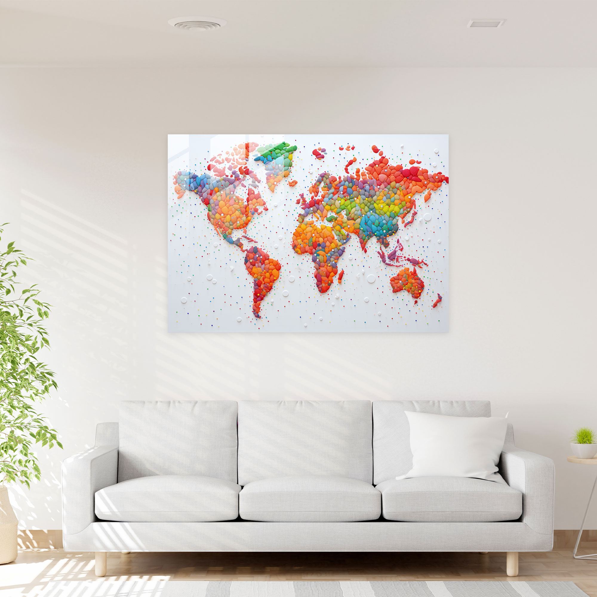 World Map 2 Home Decoration - World Map 2, World Map 2, Wall Decoration, Pointillism Masterpiece