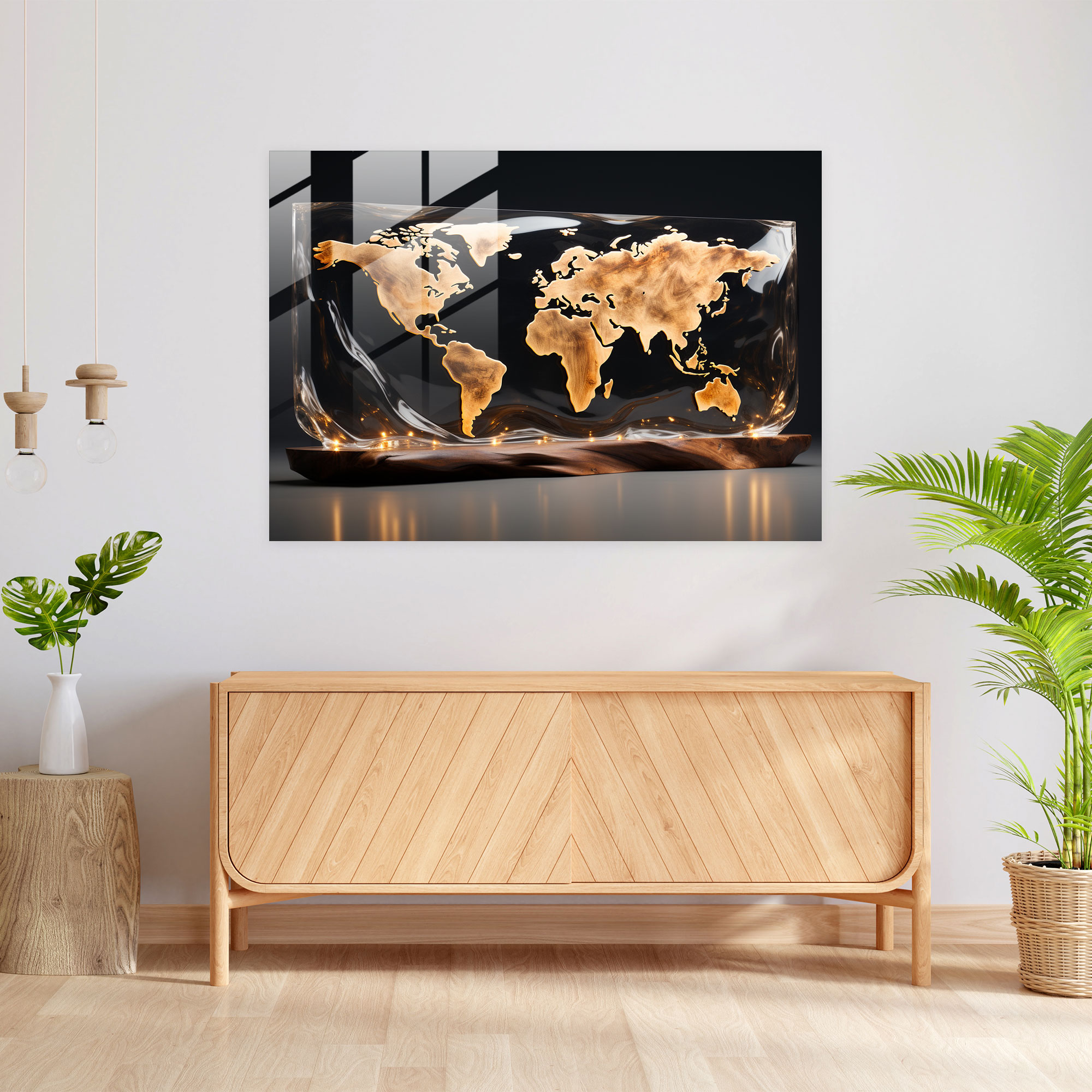World Map Glass Wall Art - World Map 2, Home Decoration, Glass Wall Art, Sleek Design