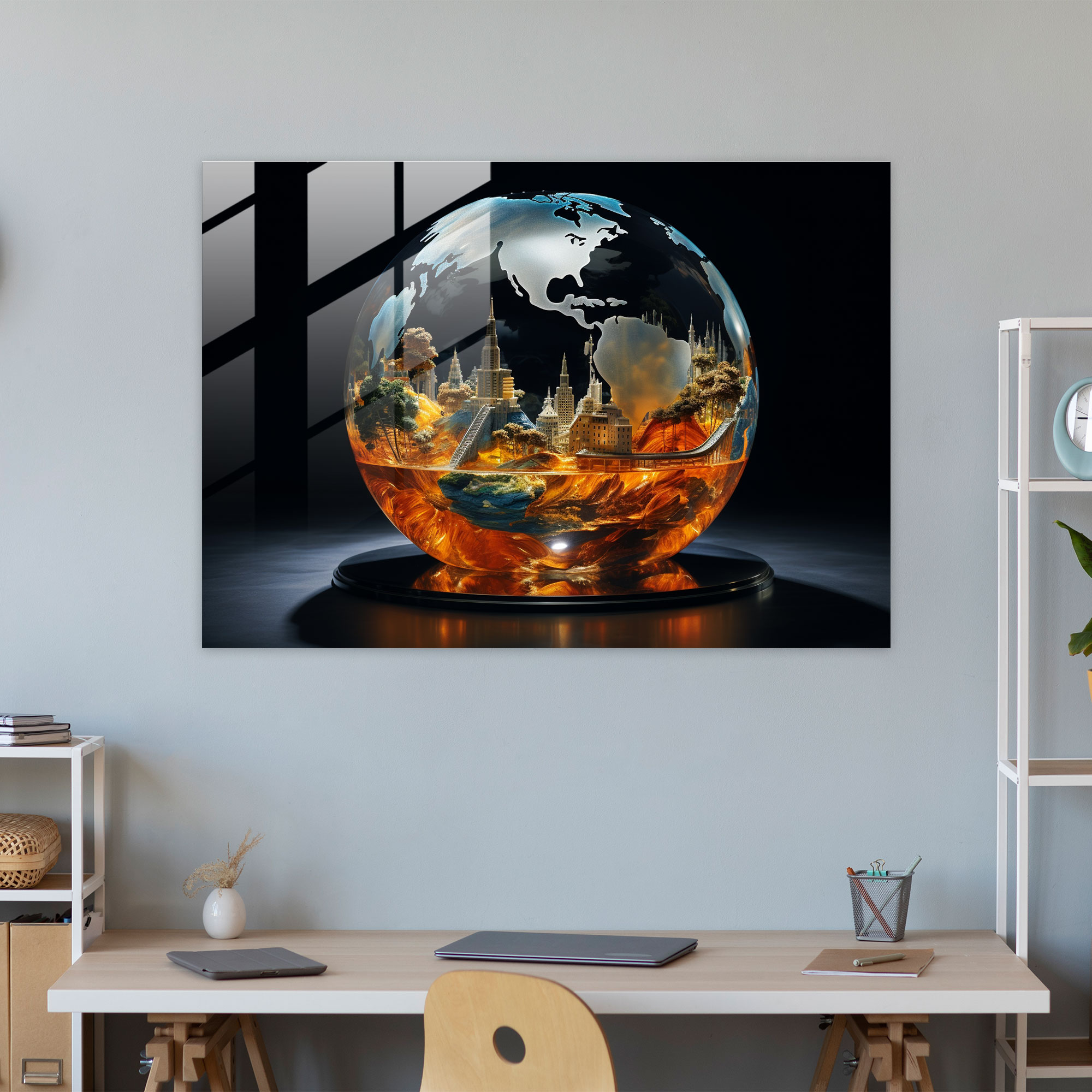 Dreamlike World Map Glass Print - World Map 2, Wall Decoration, Glass Print, Dreamlike