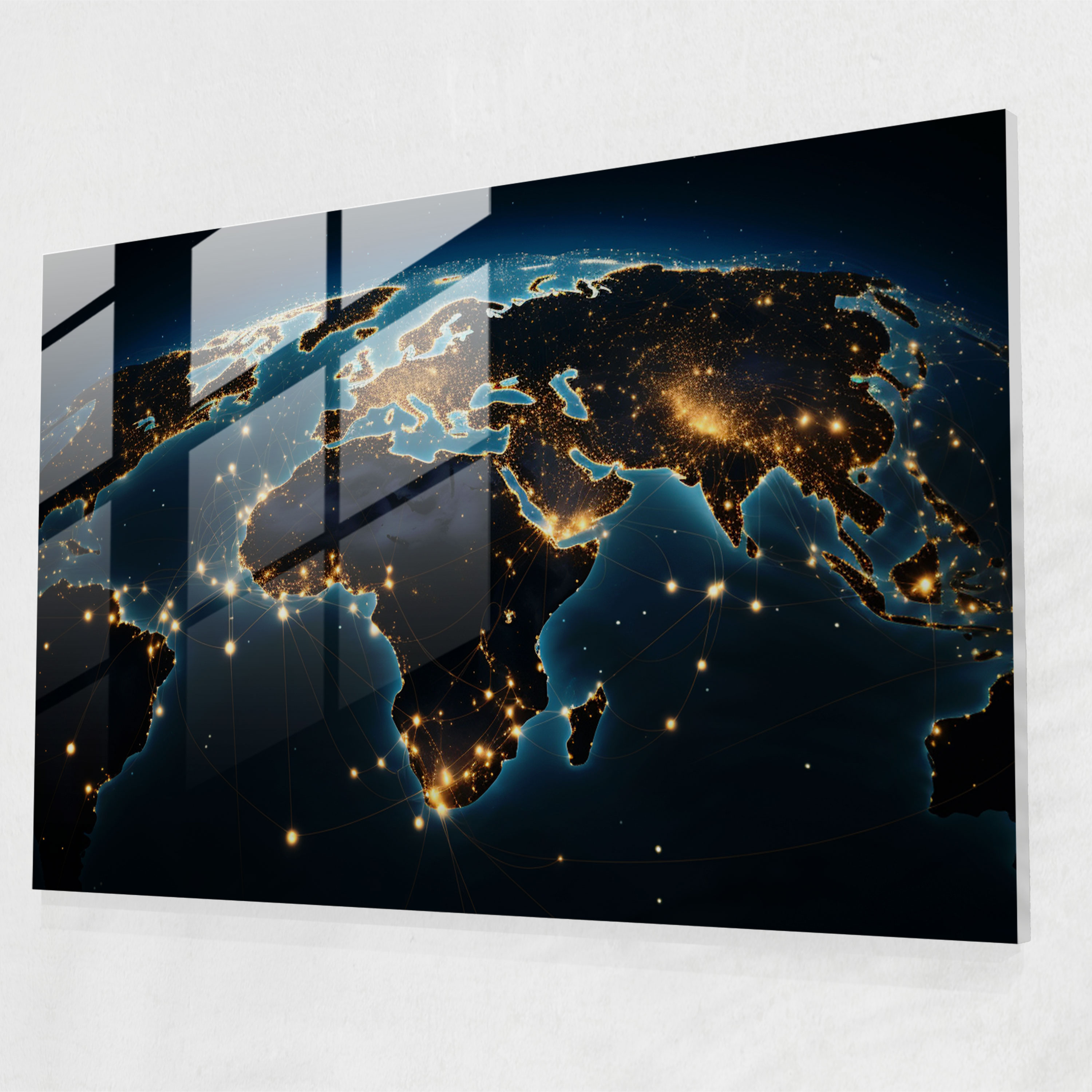 World Map Glass Print - Cosmic Connection - World Map 2, Wall Decoration, Home Decoration, Constellation