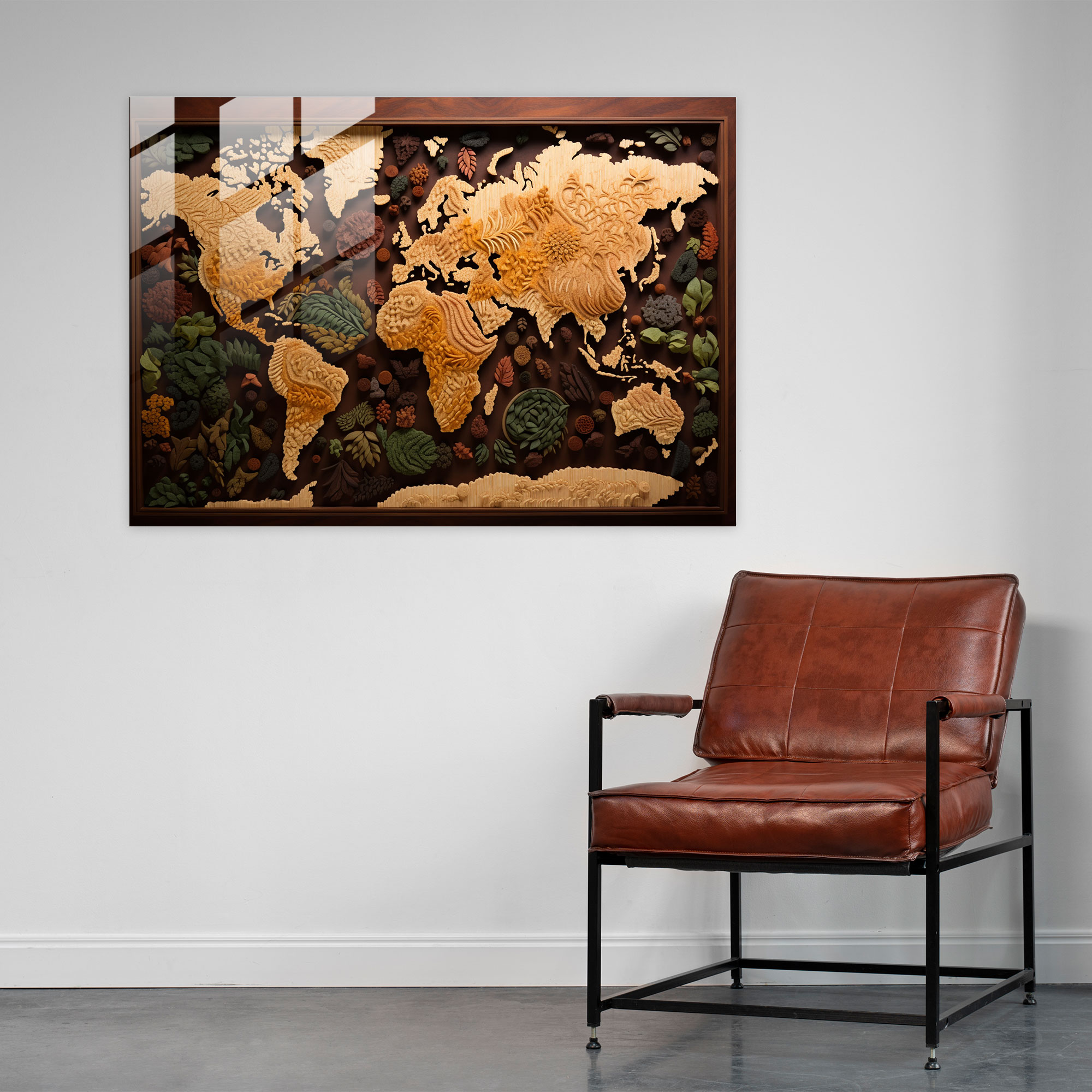 World Map Glass Wall Art - Cultural Mosaic - World Map 2, Glass Print, World Map, Cultural Mosaic