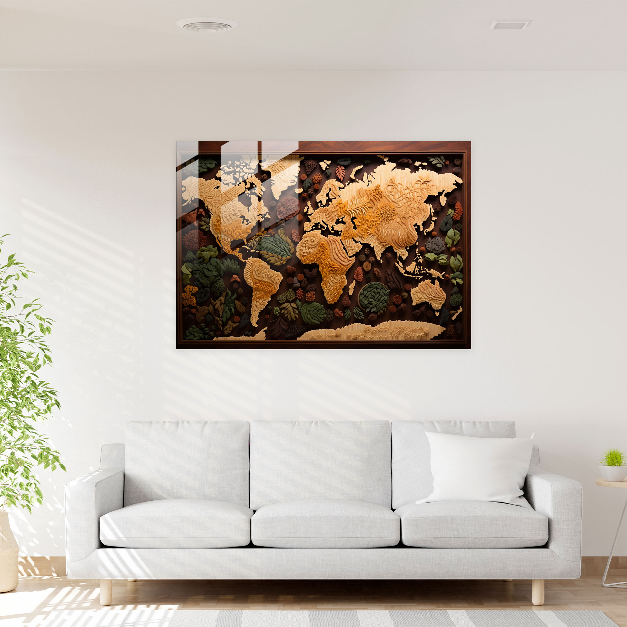 World Map Glass Wall Art - Cultural Mosaic - World Map 2, Glass Print, World Map, Cultural Mosaic