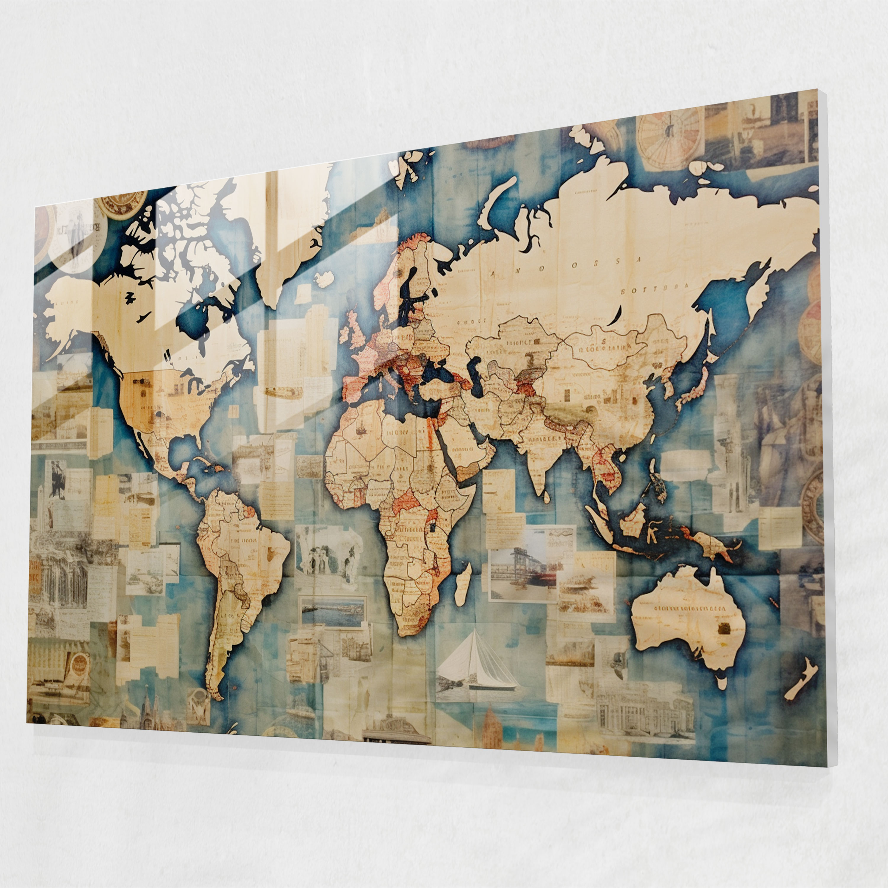 [World Map] Wall Decoration - World Map 2, [World Map], Stamps, Postcards