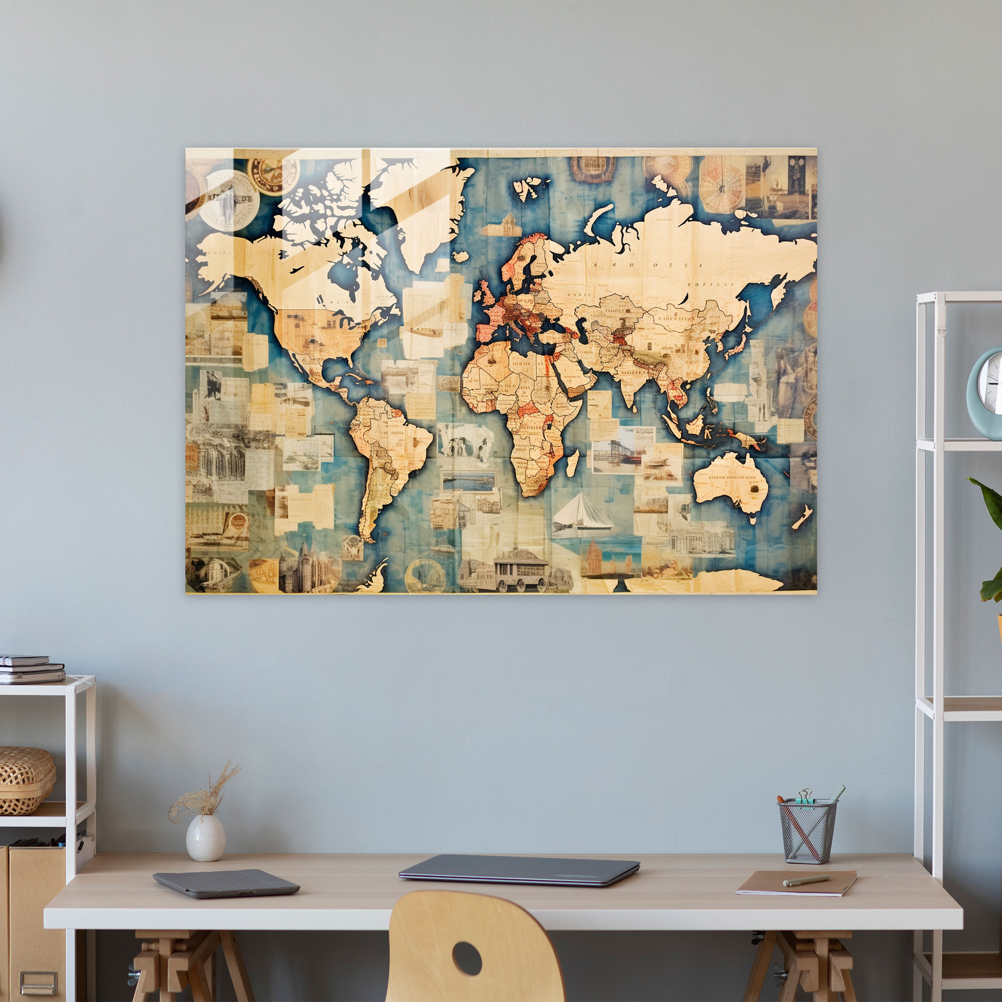 [World Map] Wall Decoration - World Map 2, [World Map], Stamps, Postcards