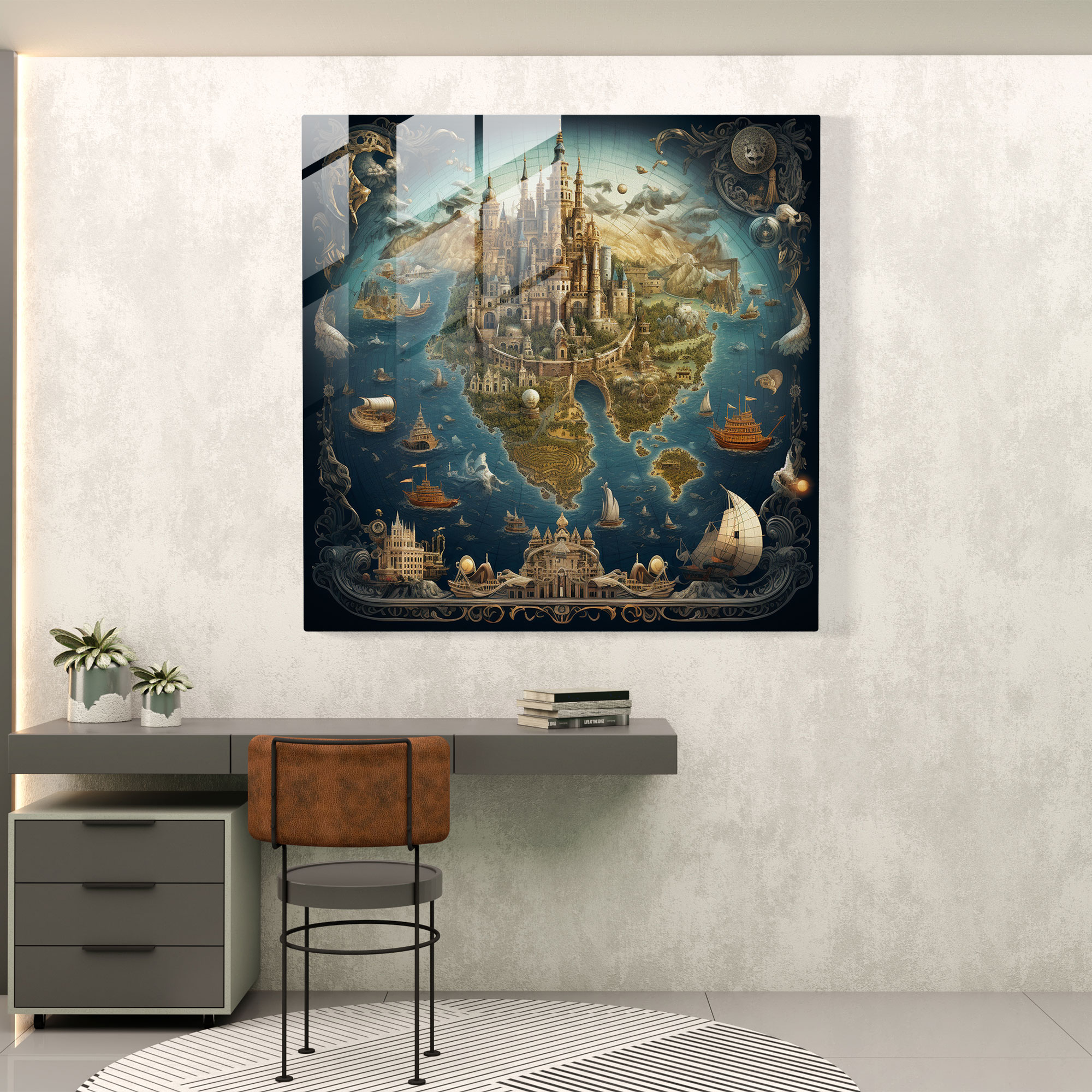 World Map Glass Print - Digital Art - World Map, Glass Wall Art, Digital Art, Glass Print