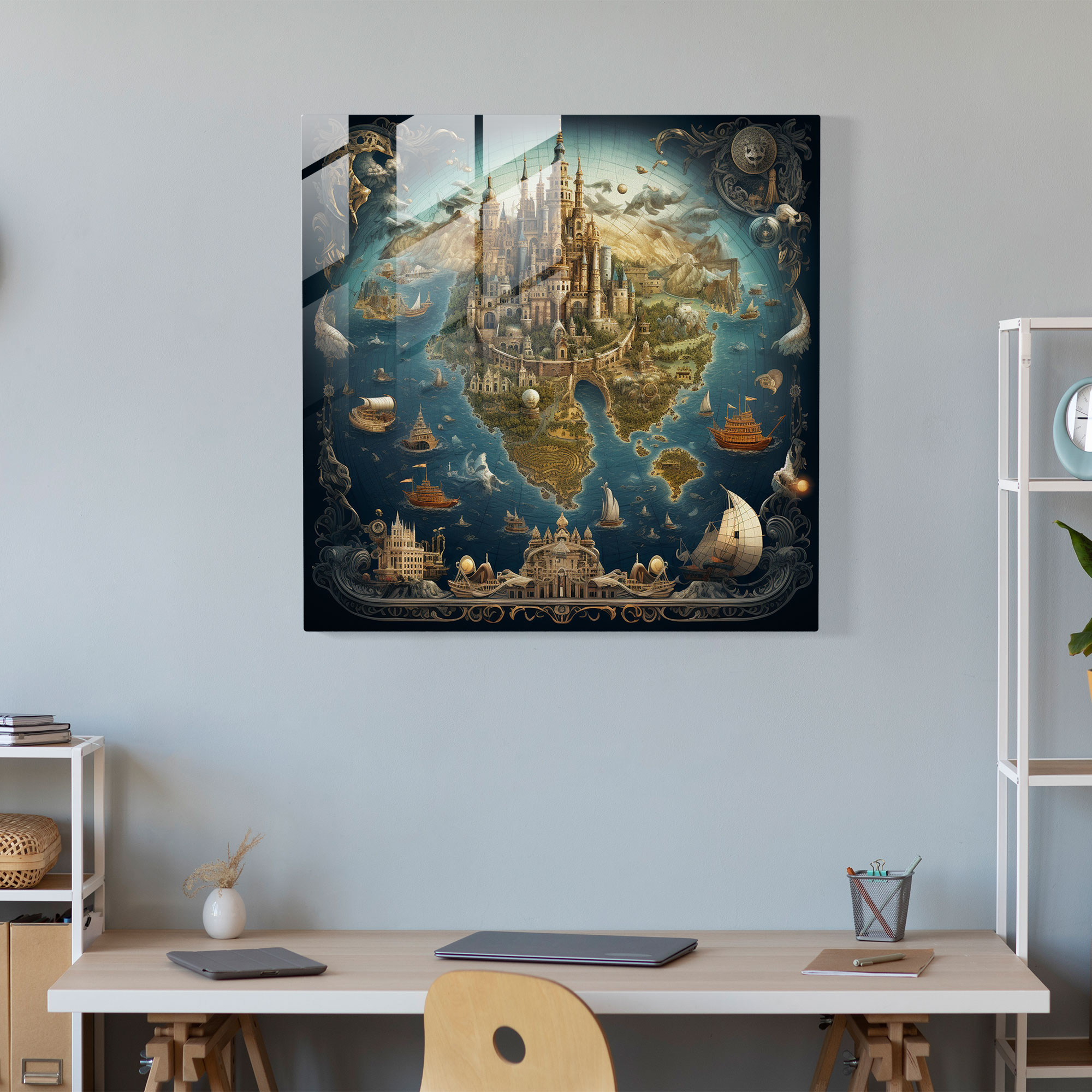 World Map Glass Print - Digital Art - World Map, Glass Wall Art, Digital Art, Glass Print