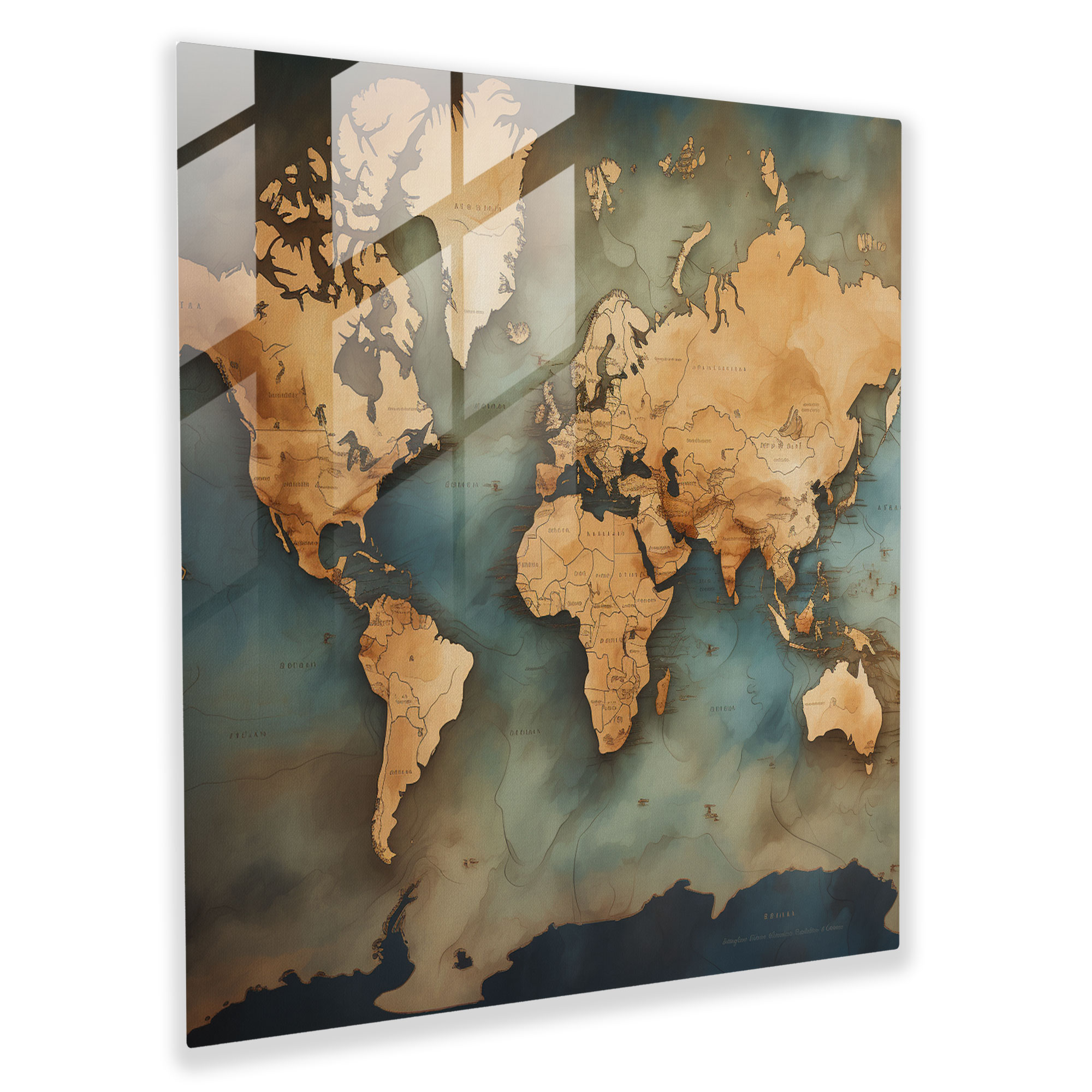Realistic World Map Glass Print - World Map, Glass Wall Art, Wall Decoration, Glass Print