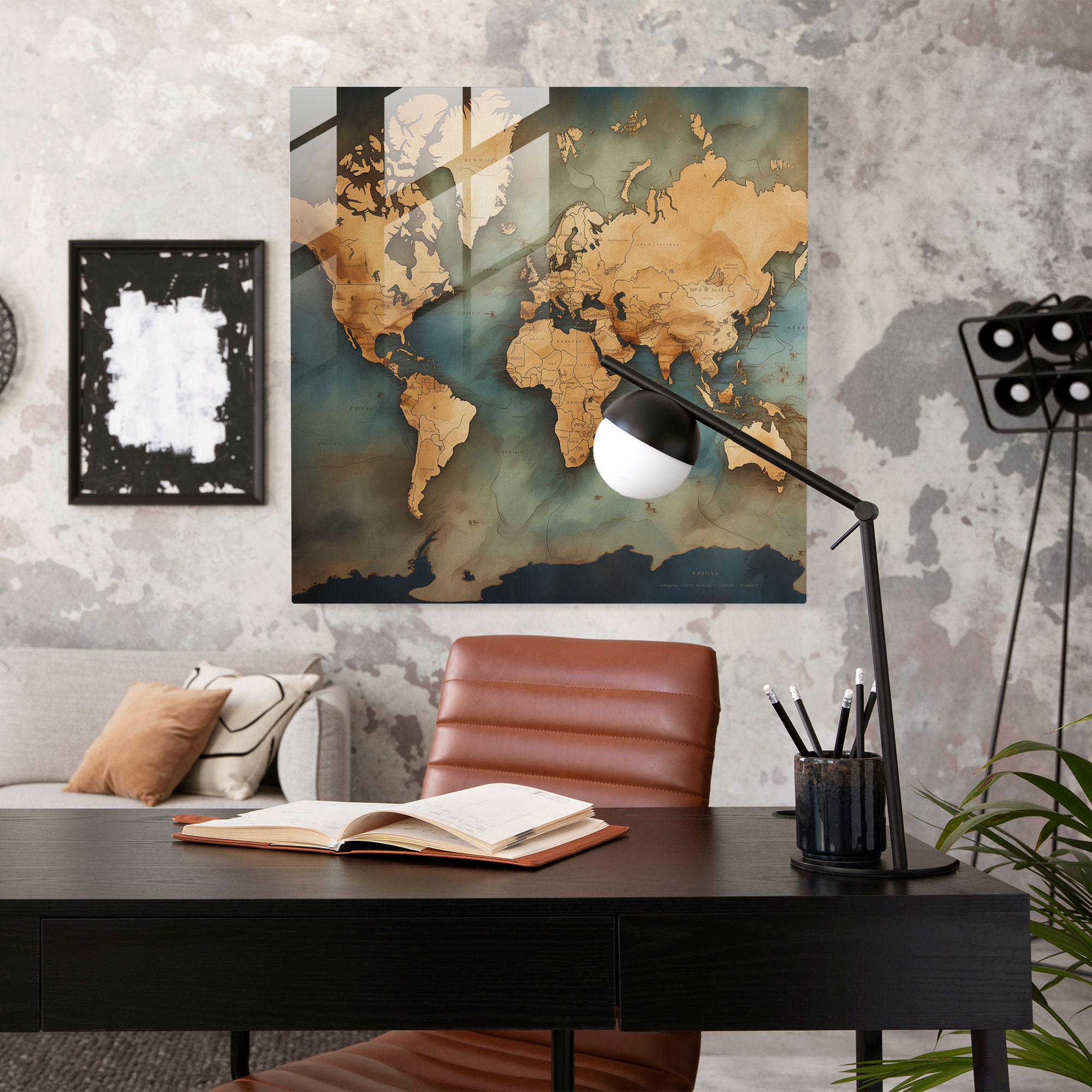 Realistic World Map Glass Print - World Map, Glass Wall Art, Wall Decoration, Glass Print
