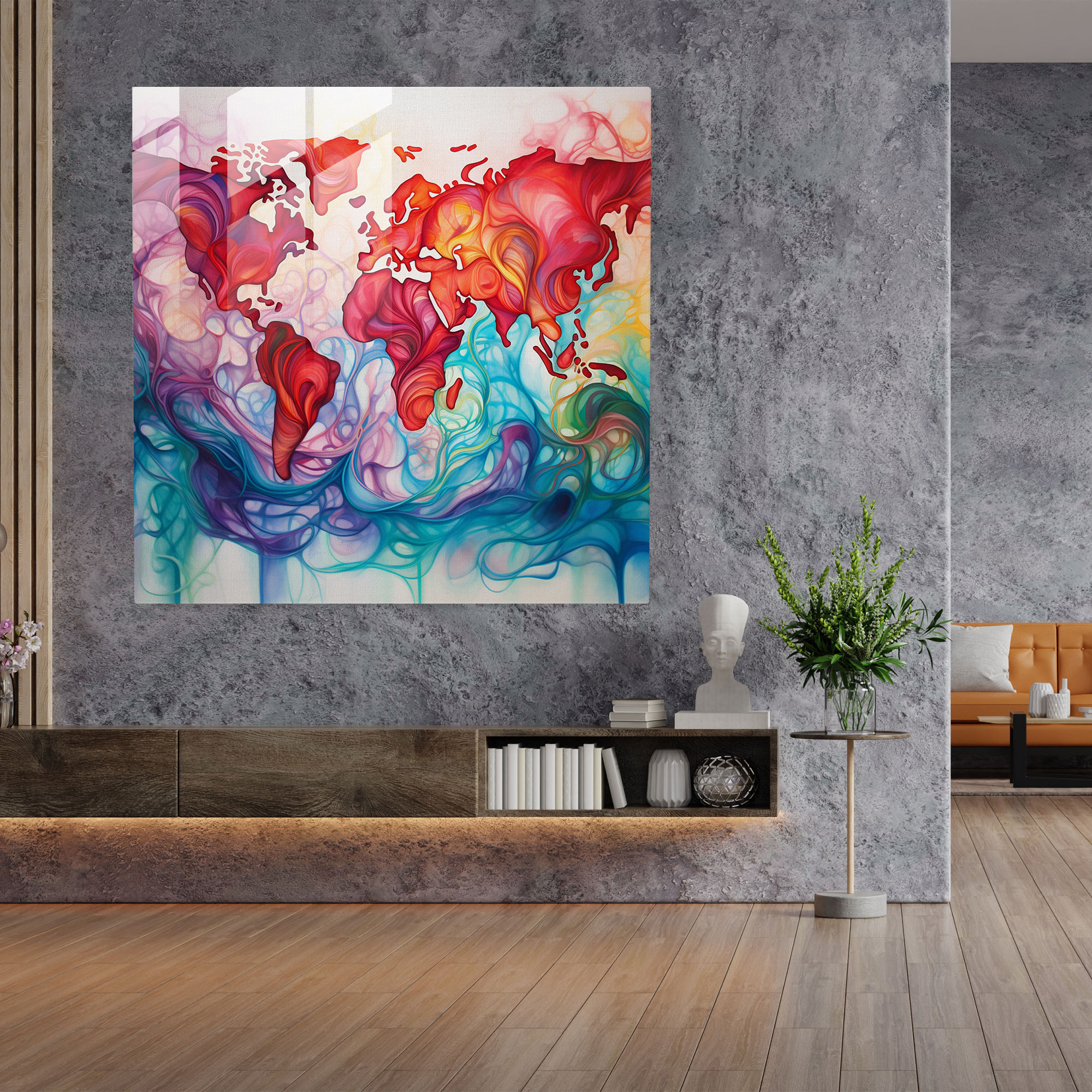 World Map Glass Print - World Map, Vibrant, Wall Decoration, Glass Print