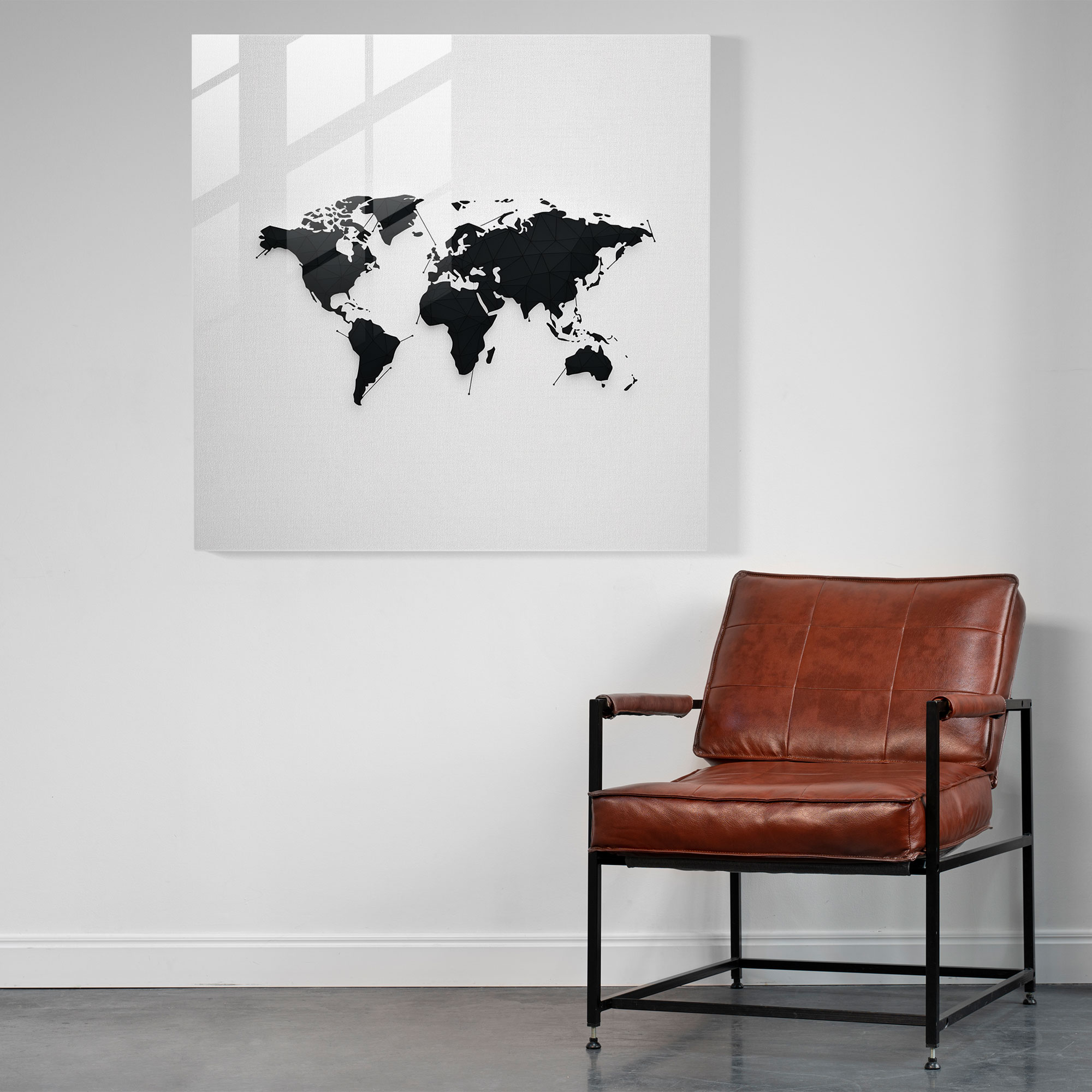 Modern World Map Glass Print - World Map, Glass Print, Elegant, Home Decoration