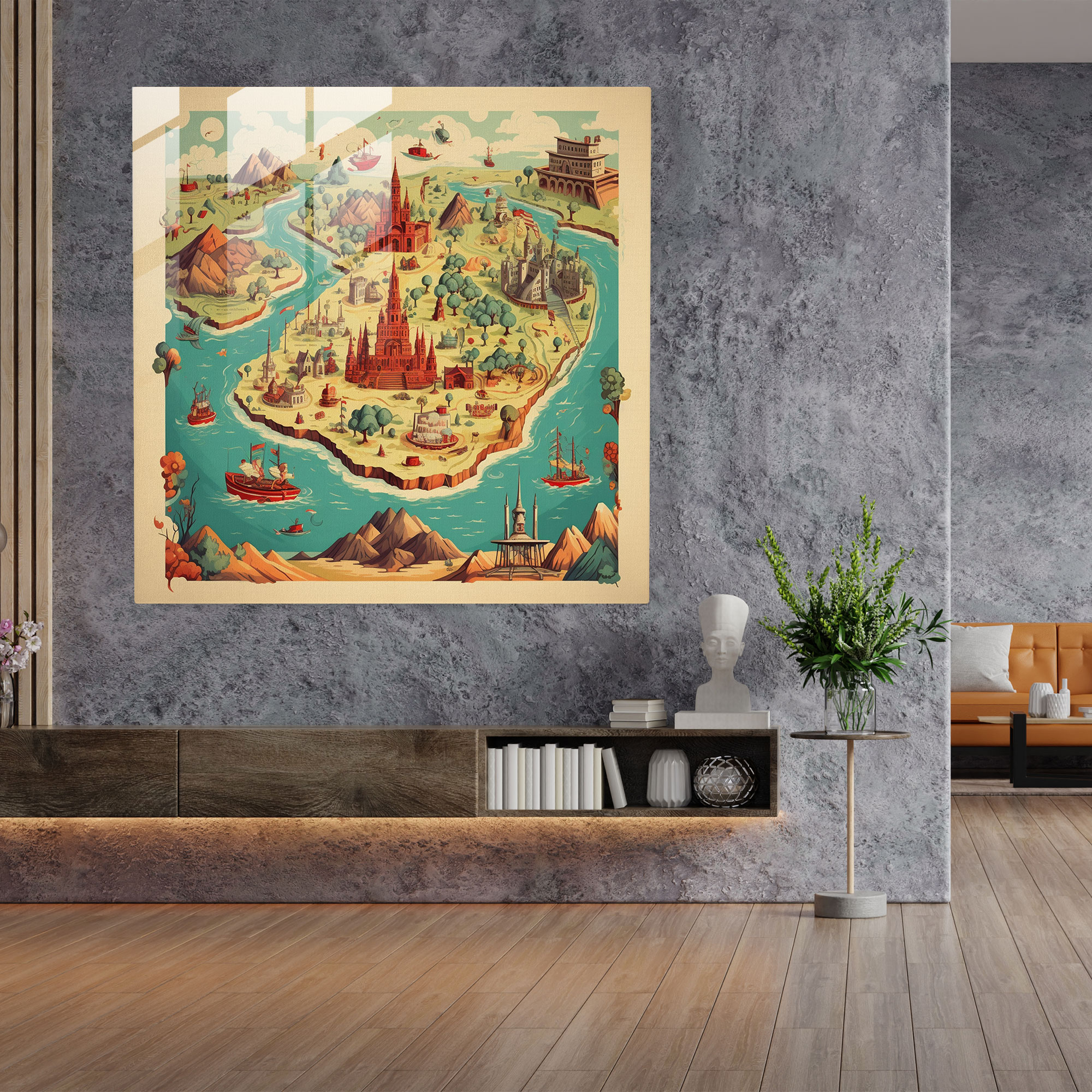 Vintage World Map Glass Print - World Map, Nostalgic, Modern Art, Vintage Travel Poster