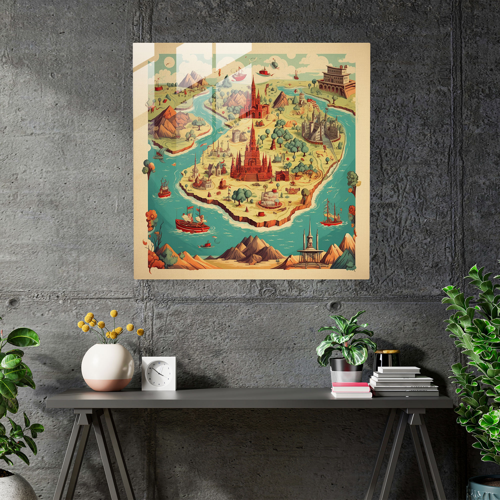 Vintage World Map Glass Print - World Map, Nostalgic, Modern Art, Vintage Travel Poster