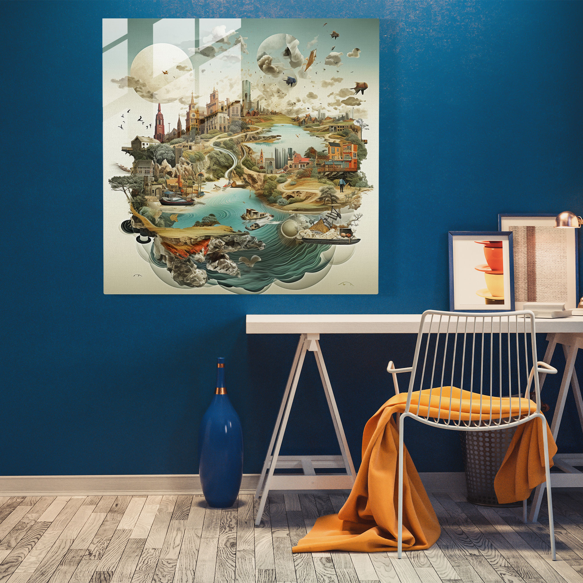 Surreal World Map Glass Print - World Map, Extraordinary, Glass Wall Art, Glass Print