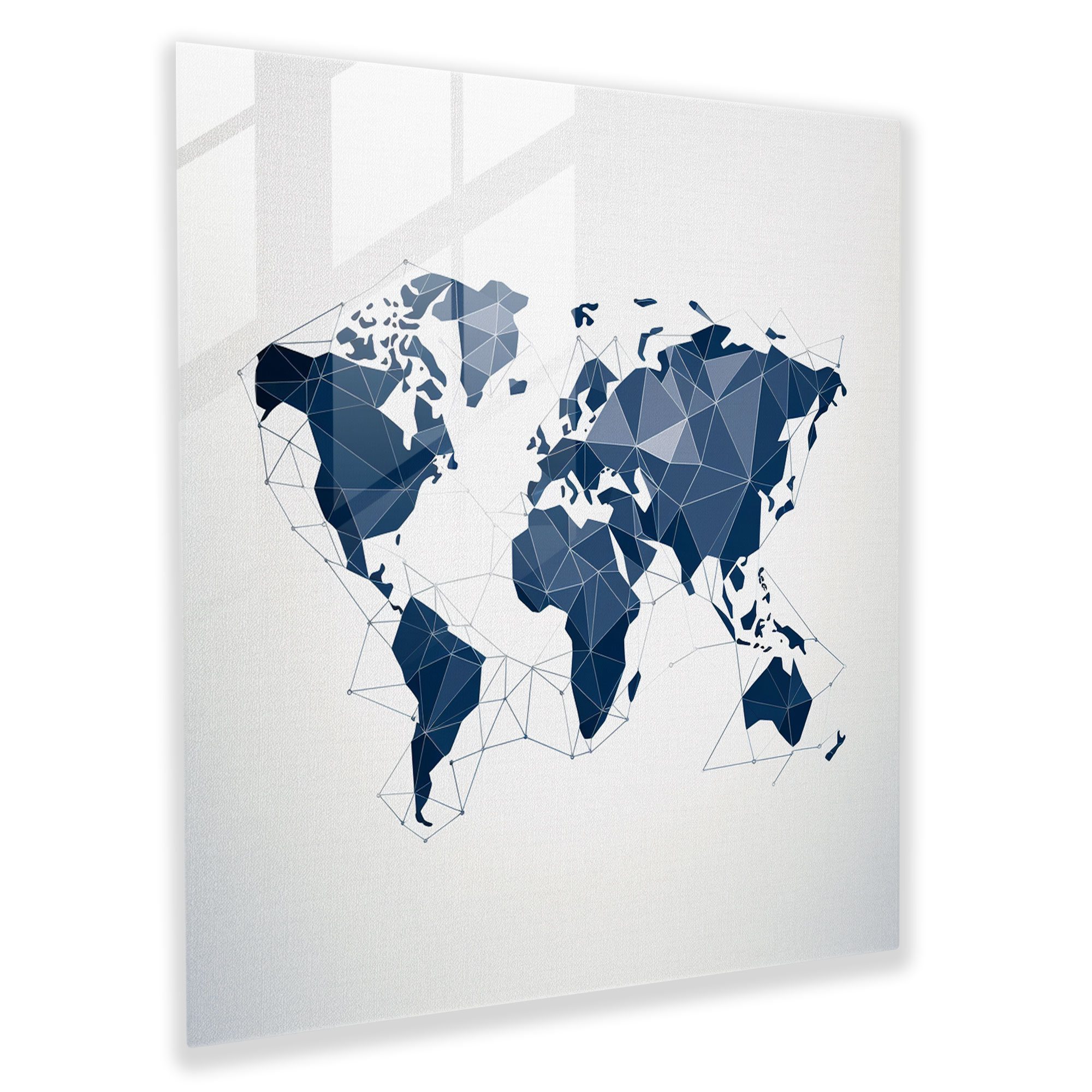 World Map Glass Print - Geometric Minimalist Design - World Map, Glass Art, Geometric Design, Glass Print