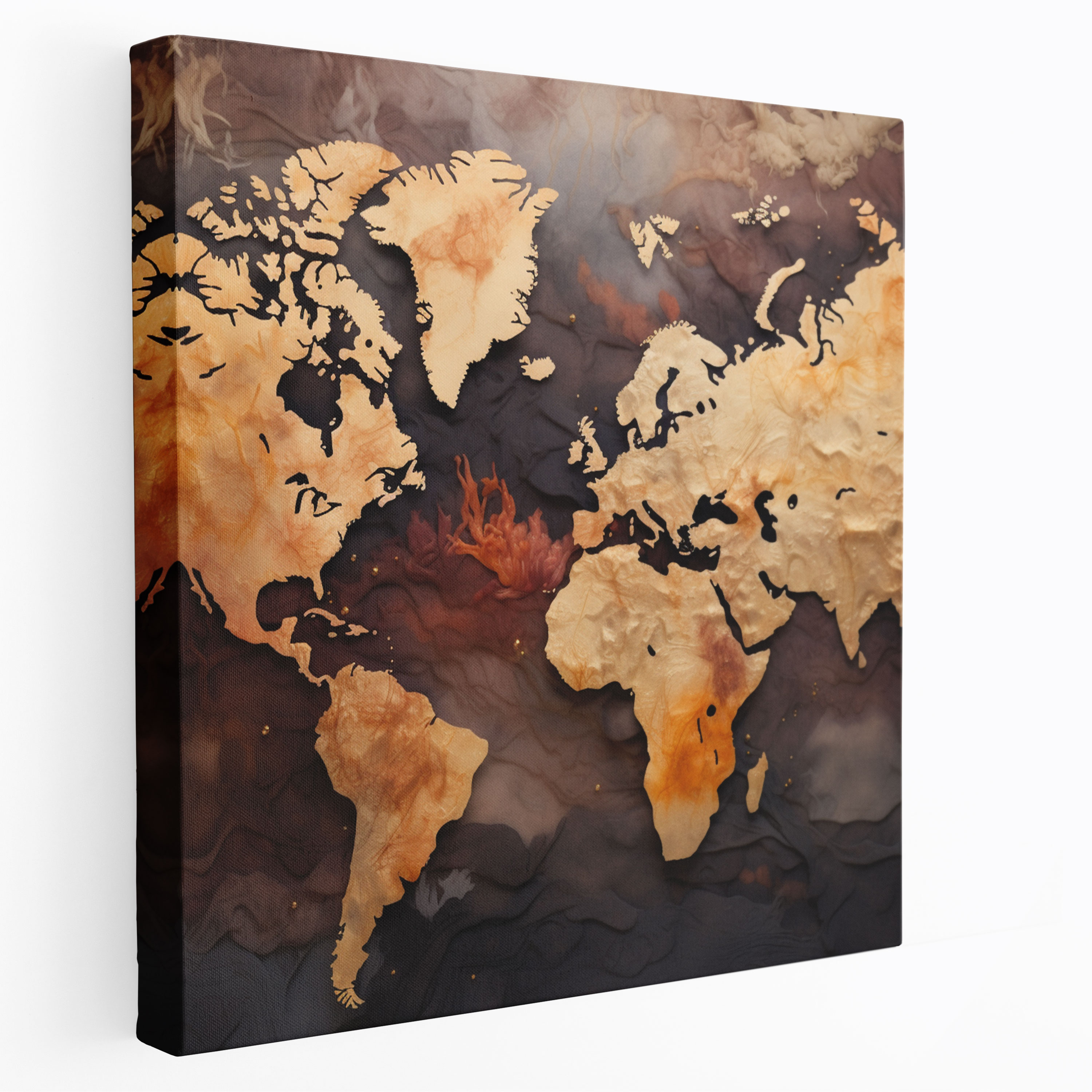 Earthy Tones World Map Canvas Print - World Map, Warm Colors, Canvas, Earthy Tones